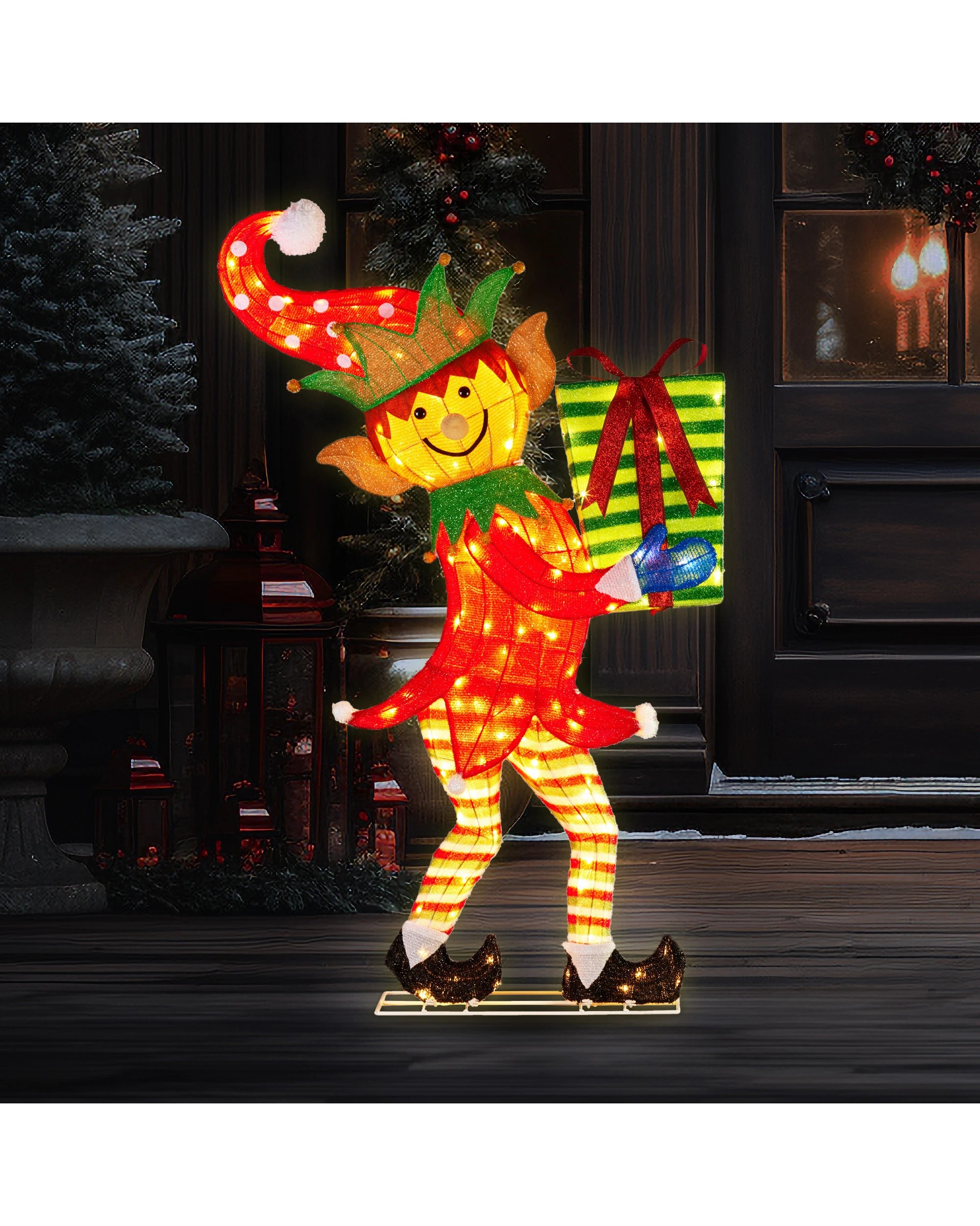 4 Christabelle 1.2m Christmas Elf Display Indoor Outdoor with LED Lights Decoration, 4 of 4