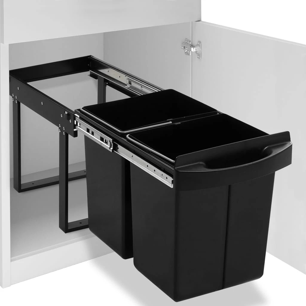 1 Vidaxl Kitchen Cupboard Pull-out Dustbin Soft-close 48 L - Black, 1 of 7