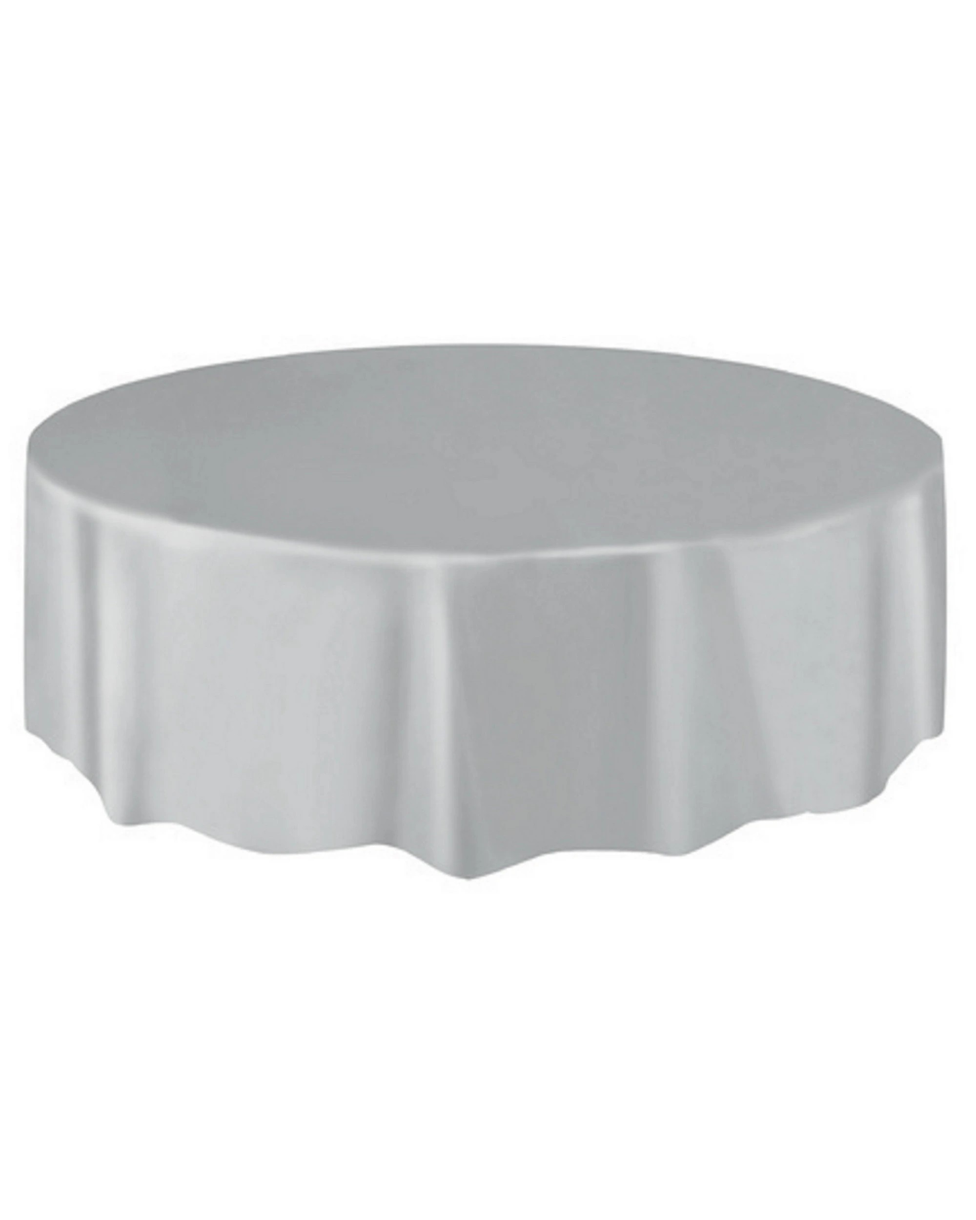 2 Unique Round Plastic Tablecloth - Silver, 2 of 3
