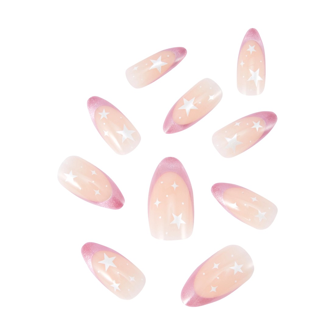 2 OXX Cosmetics 24 Pack Artificial Nails with Adhesive - Stiletto Shape, Star, 2 of 4