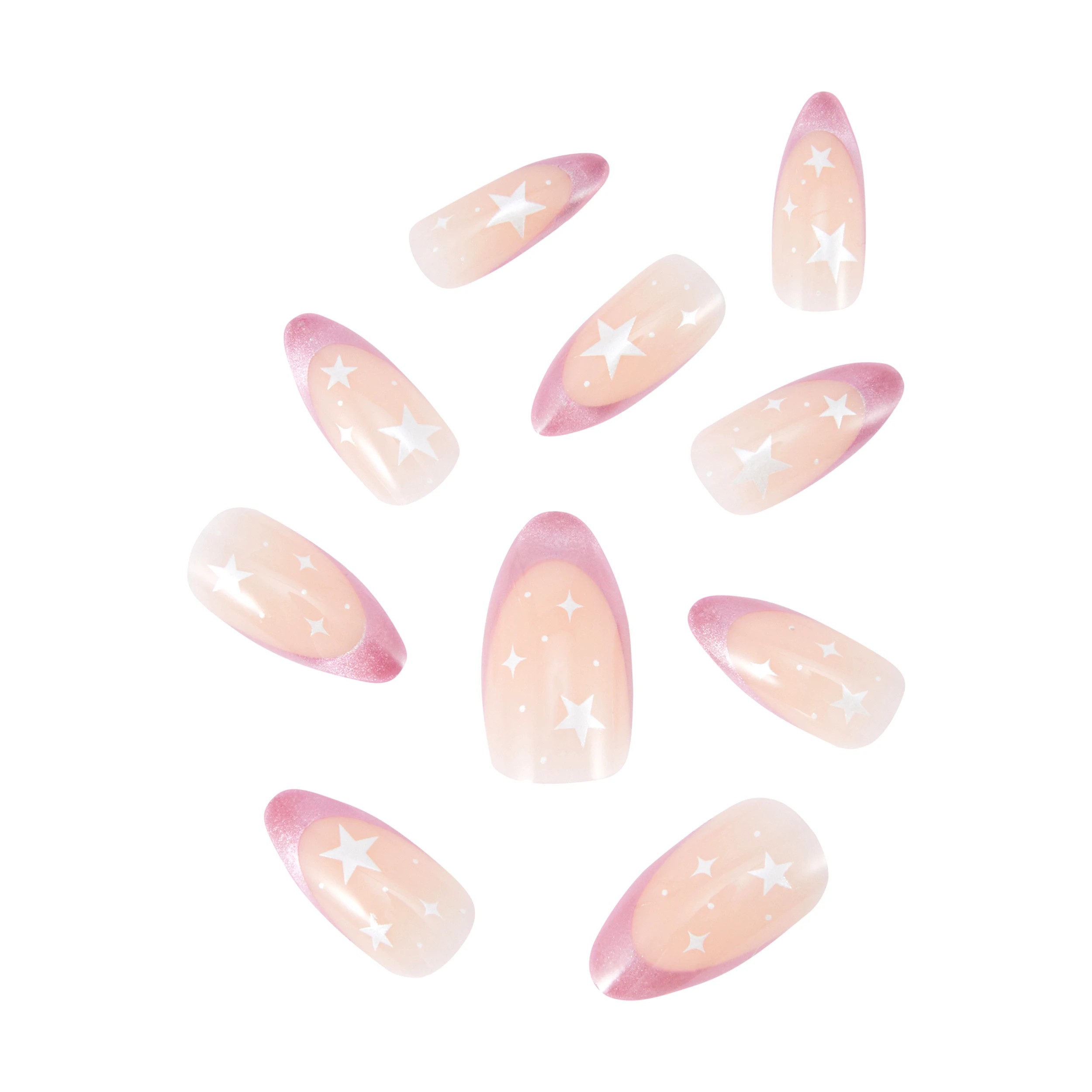 2 OXX Cosmetics 24 Pack Artificial Nails with Adhesive - Stiletto Shape, Star, 2 of 4