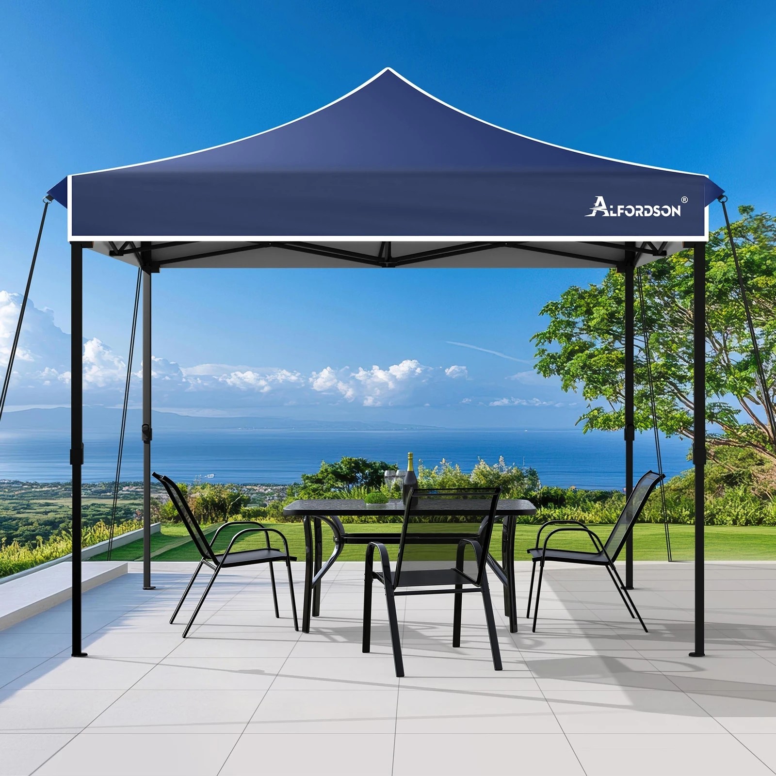 3 Alfordson Gazebo 3x3m Pop Up Marquee Canopy - Blue, 3 of 10