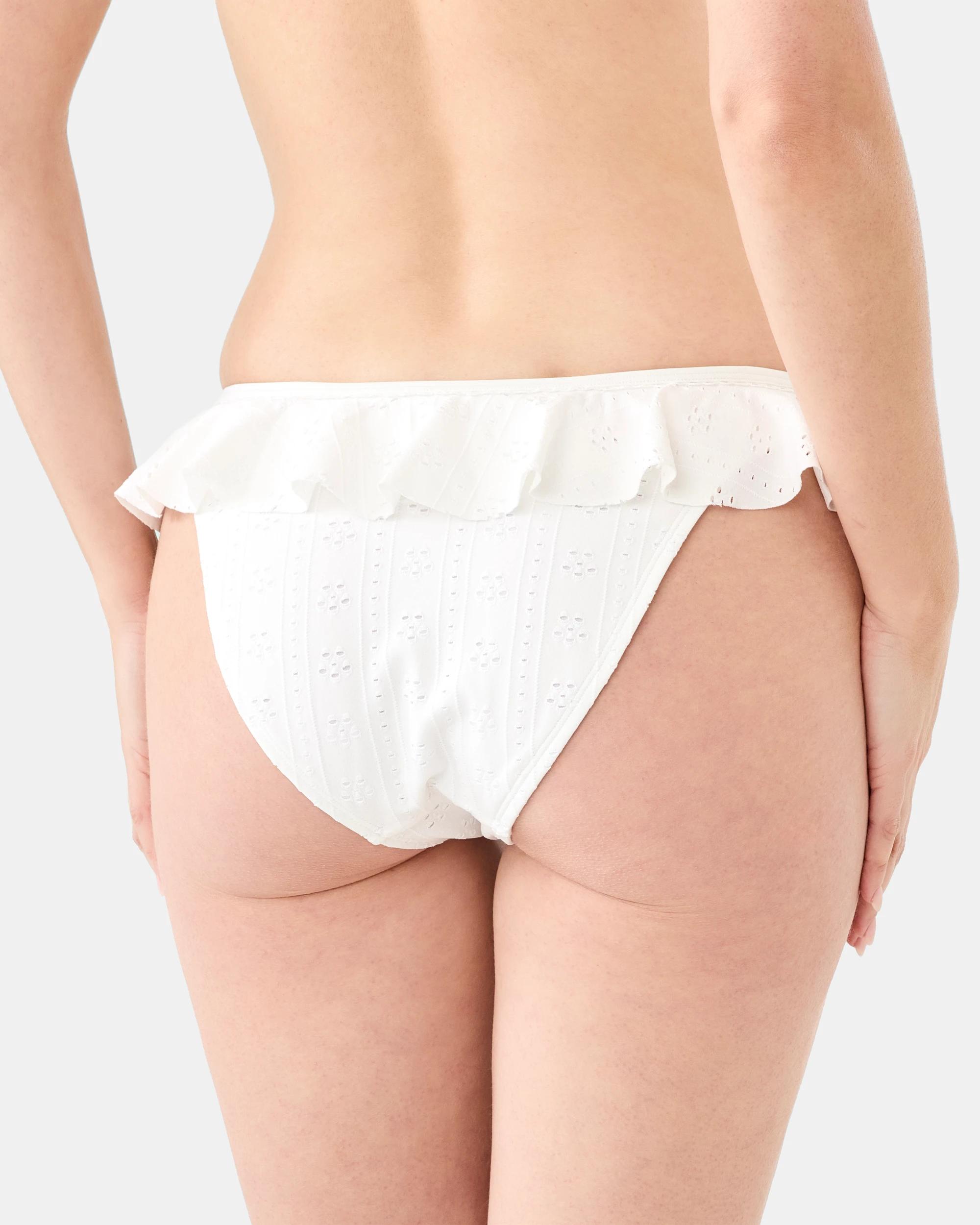 3 Broderie Frill Bikini Swim Briefs White, 3 of 5