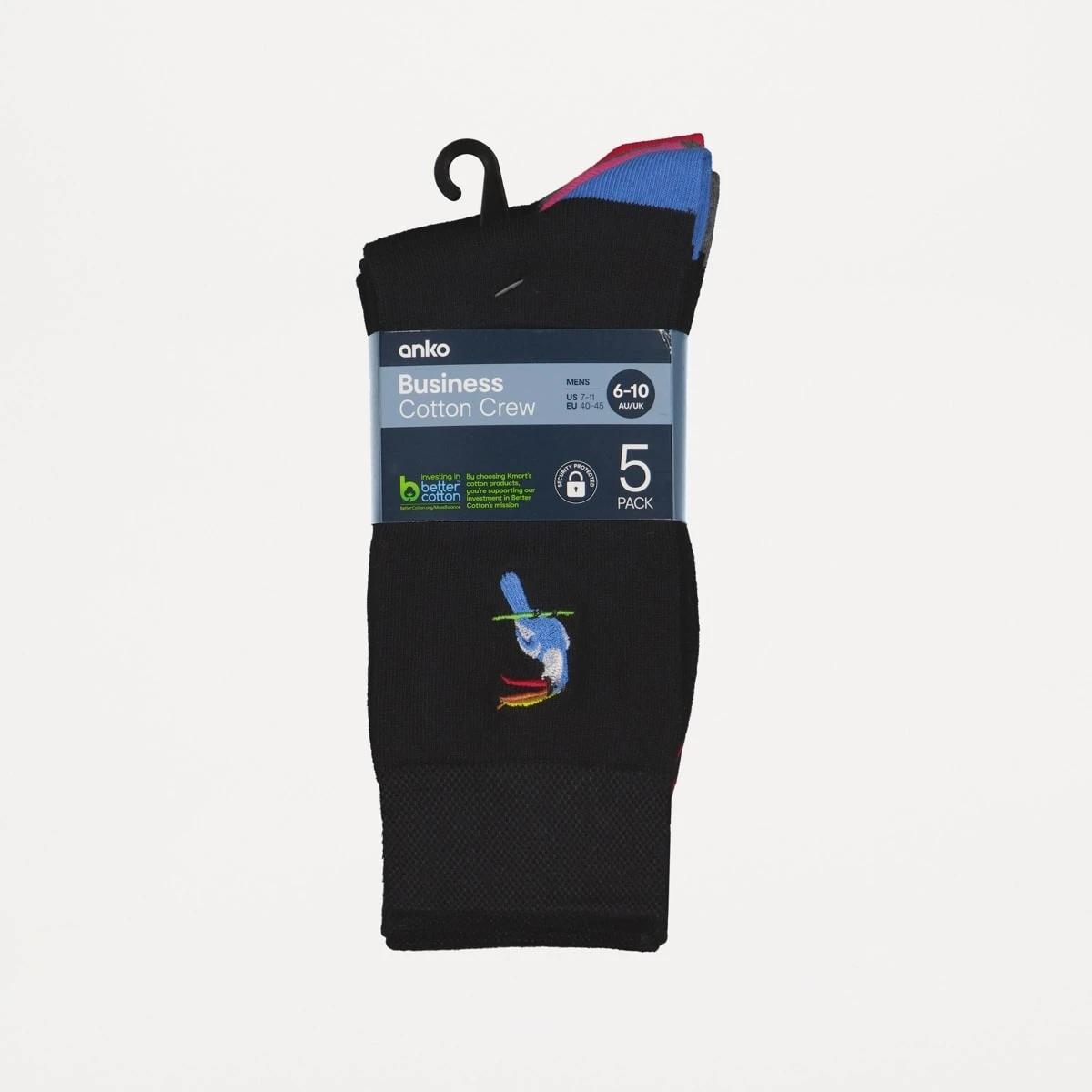 3 5 Pack Embroidered & Plain Socks BIRDS TROPPO, 3 of 3