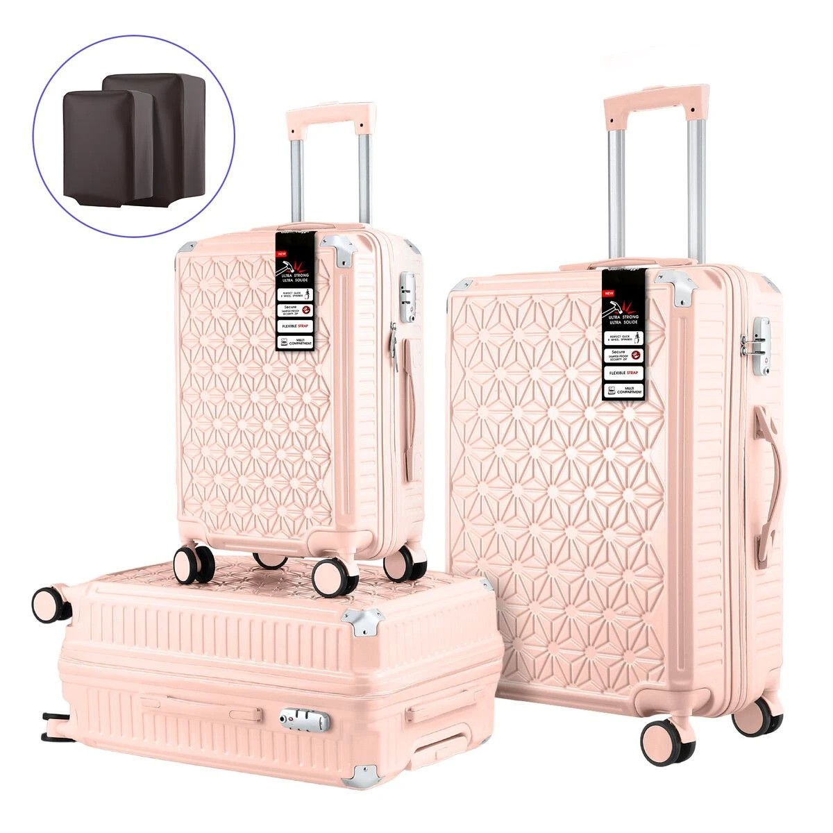 3 Buon Viaggio 3 Piece Luggage Set Suitcases Carry On Traveller Bags, 3 of 4