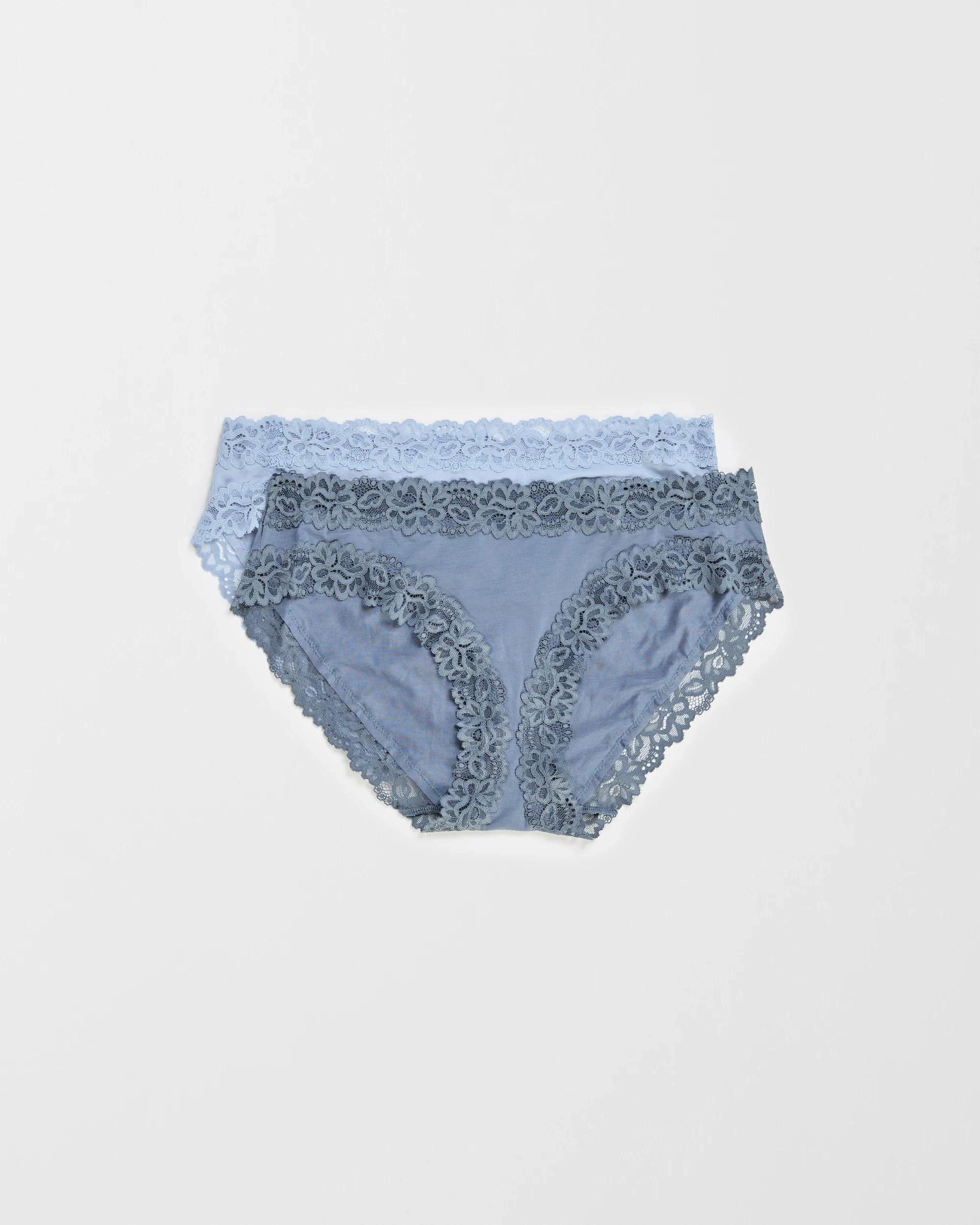 1 Target Woman Modal and Lace 2 Pack Bikini Briefs GRISAILLE/BLUEBLIZZARD, 1 of 4