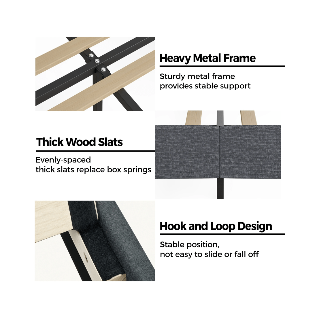 9 Advwin Queen Floating Bed Frame With Led Lights And Storage Headboard Dark Grey, 9 of 9