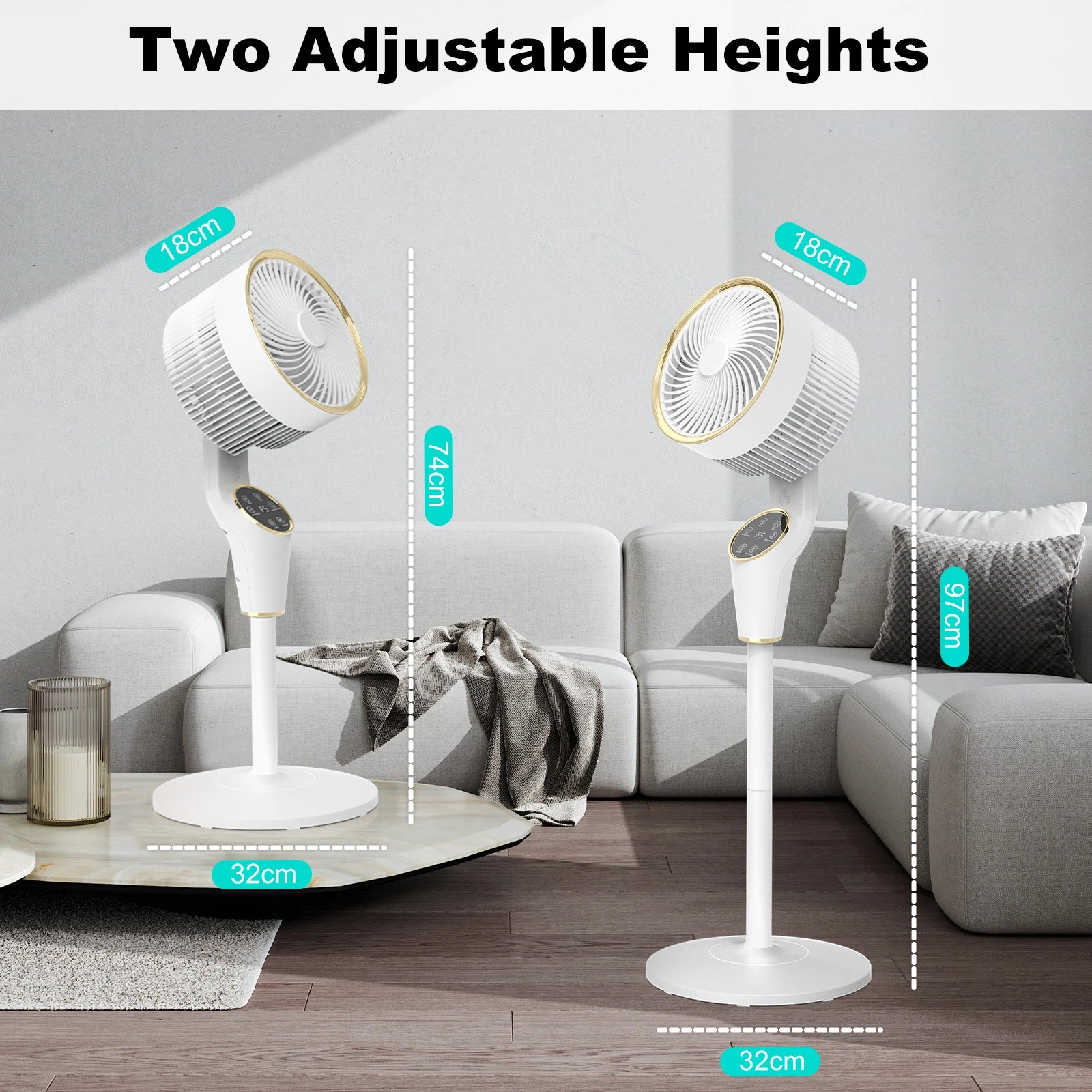 5 Advwin Pedestal Fan, 97cm Air Circulator Fan for Whole Room, 8-Speed 3-Mode,Remote,Adjustable Height, 5 of 7