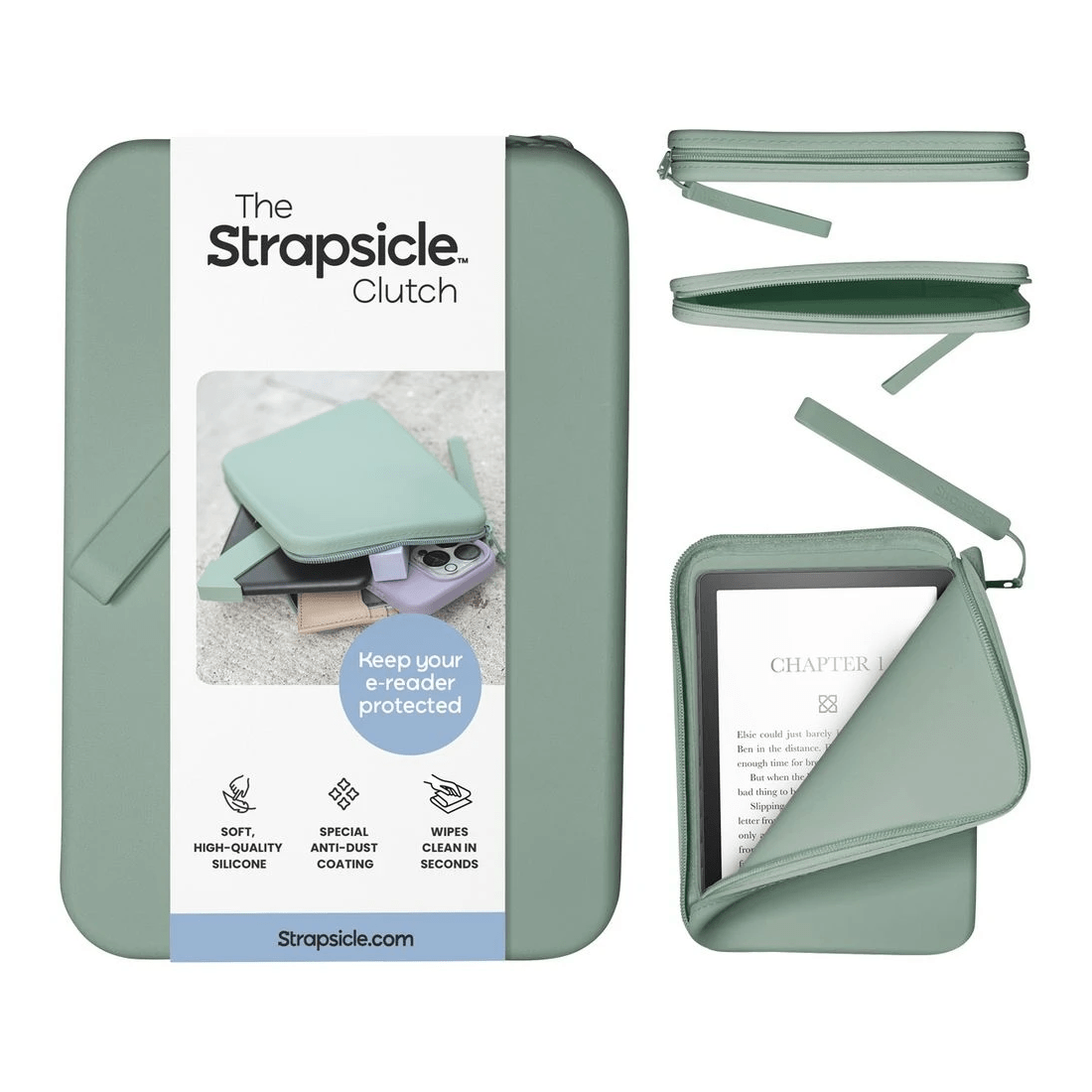 1 Strapsicle Clutch for Kindle Sage Green, 1 of 3