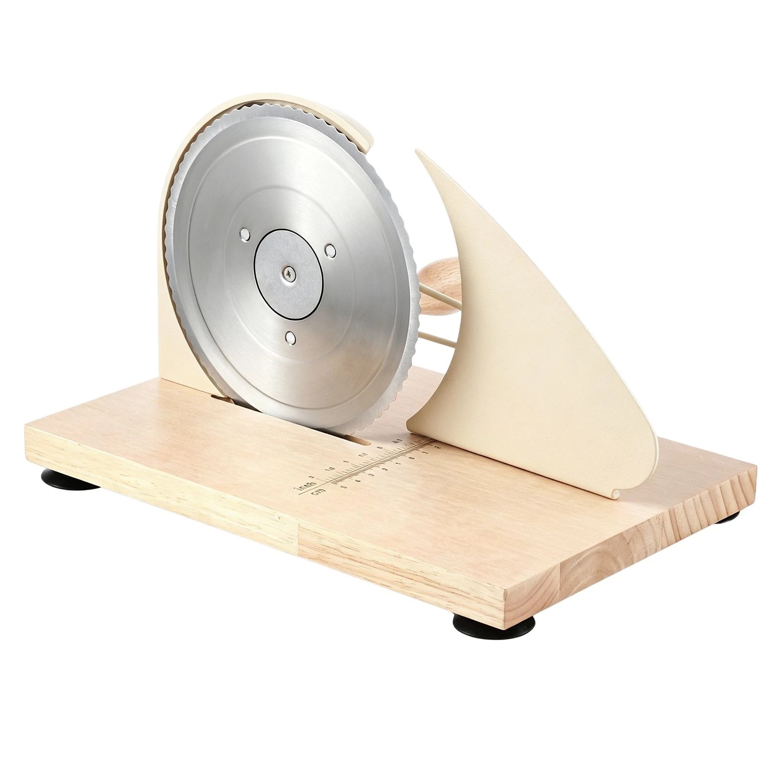 4 Ausway Manual Bread Slicer Hand Crank Sourdough Cutter with Adjustable Thickness, Scale Line & Wood Base, 4 of 6