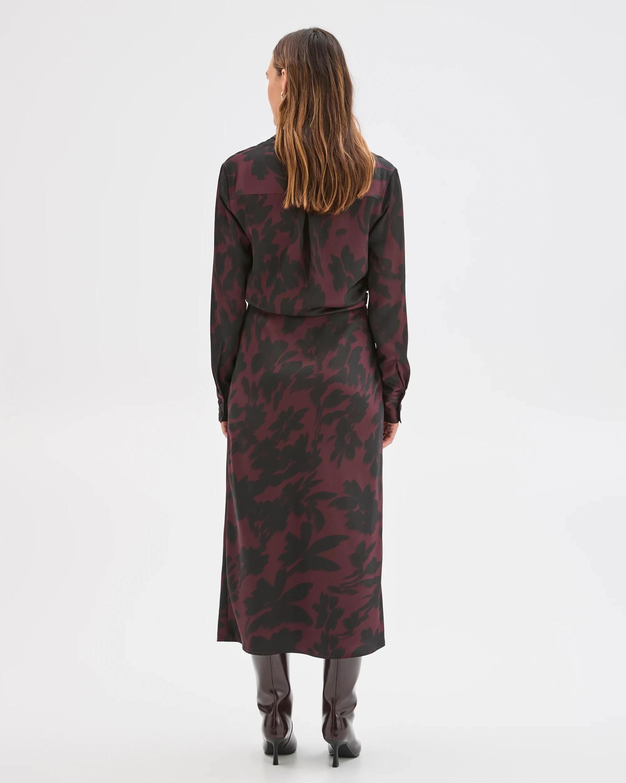 7 Preview Satin Bias Cut Midi Skirt CHOCOLATE BLUR FLORAL, 7 of 7