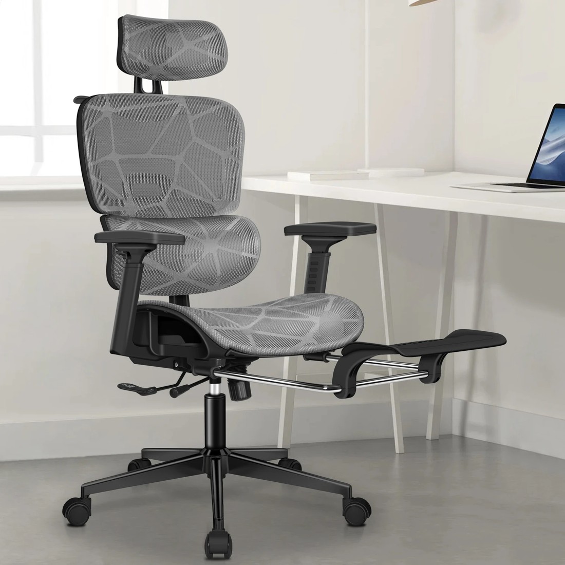 2 Alfordson Ergonomic Office Chair Mesh Executive Gaming Work Seat - Black Grey, 2 of 10