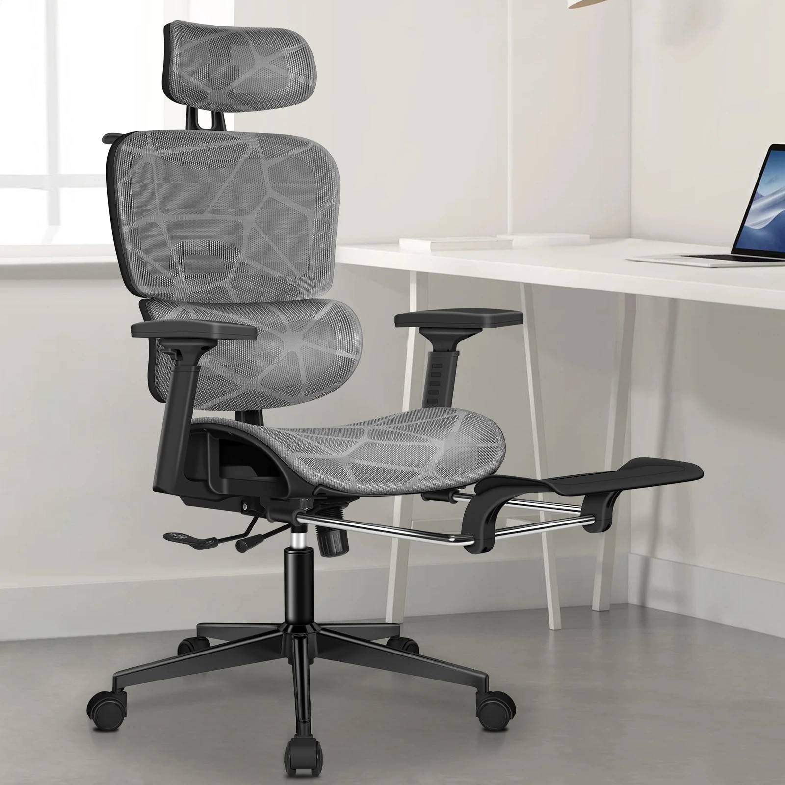 2 Alfordson Ergonomic Office Chair Mesh Executive Gaming Work Seat - Black Grey, 2 of 10