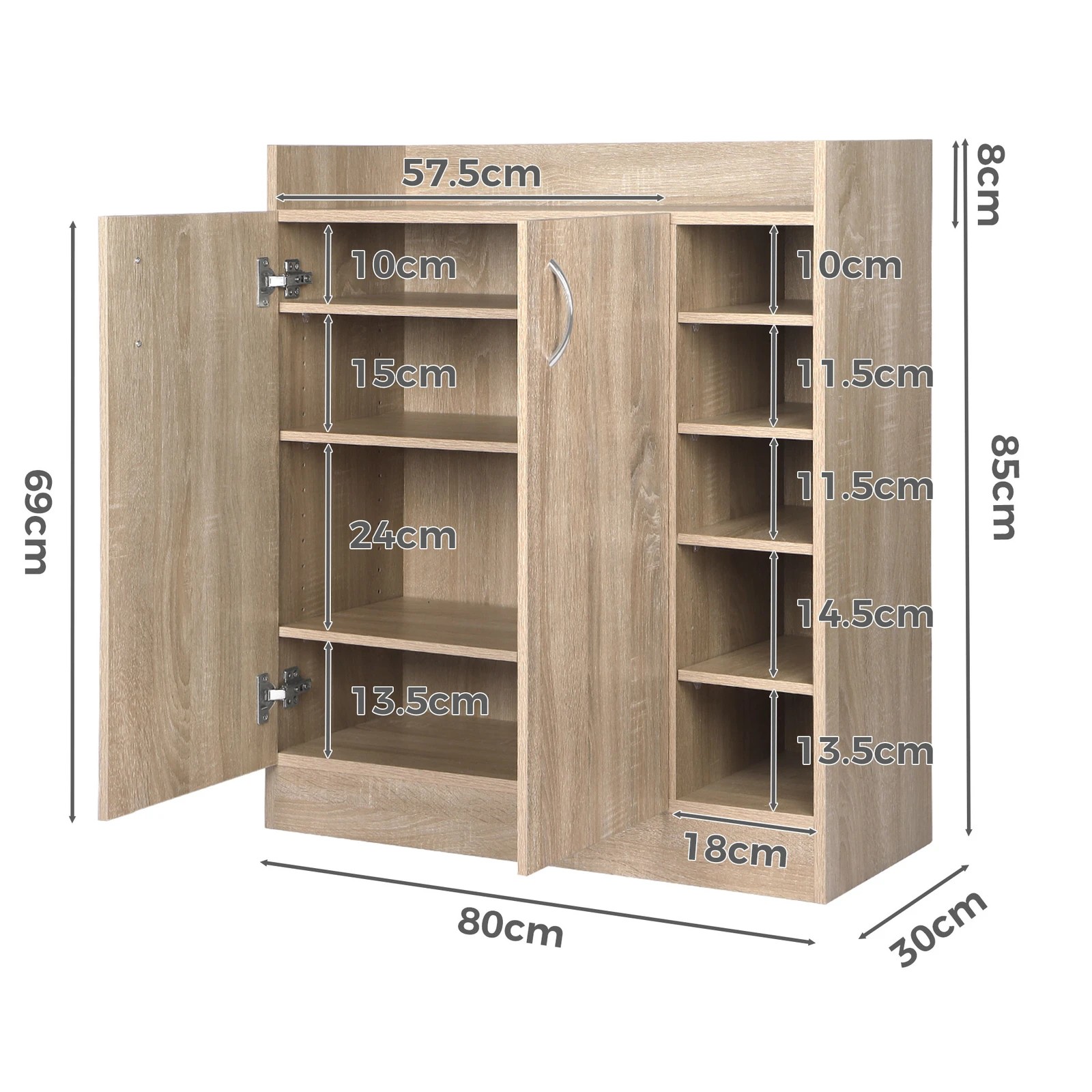 10 Alfordson Shoe Cabinet Storage Rack 21 Pairs - Oak, 10 of 10