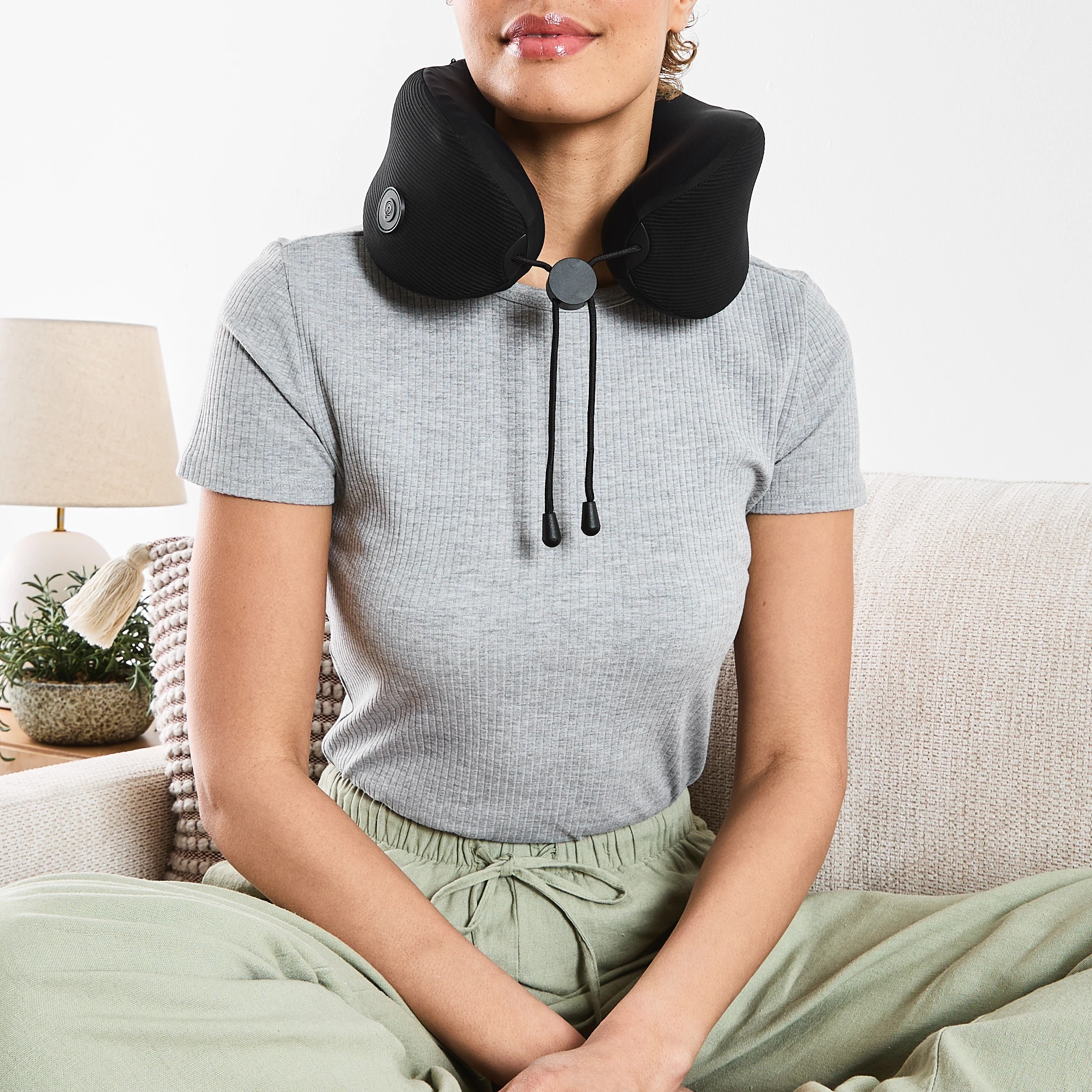 1 Memory Foam Neck Massager - Black and Grey, 1 of 8