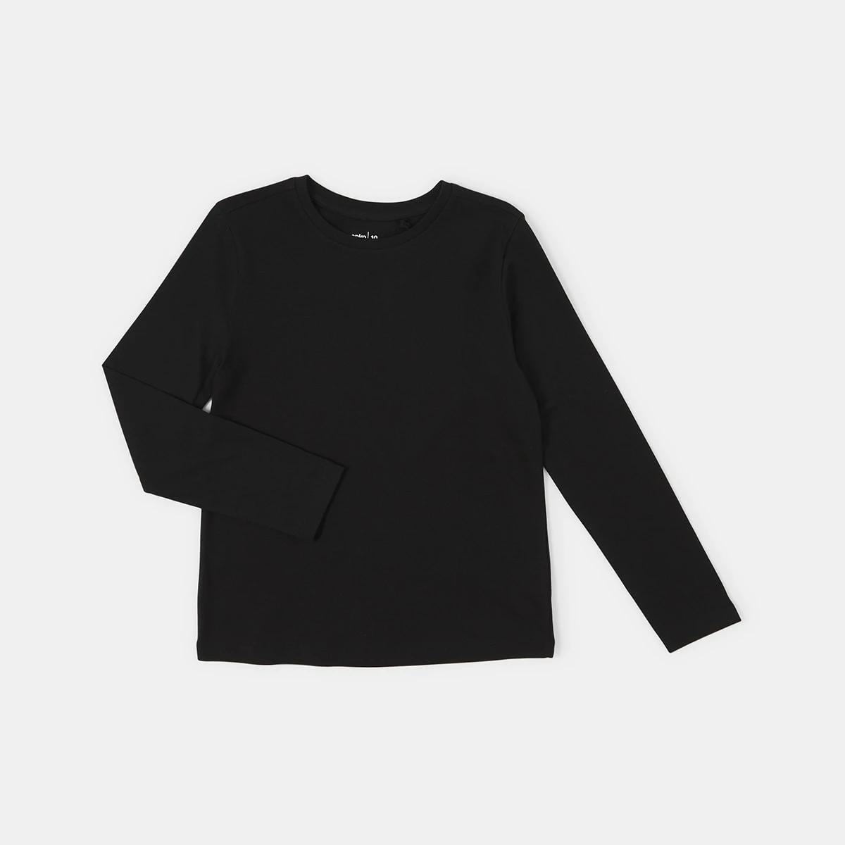 7 Plain Long Sleeve T-shirt Black, 7 of 8