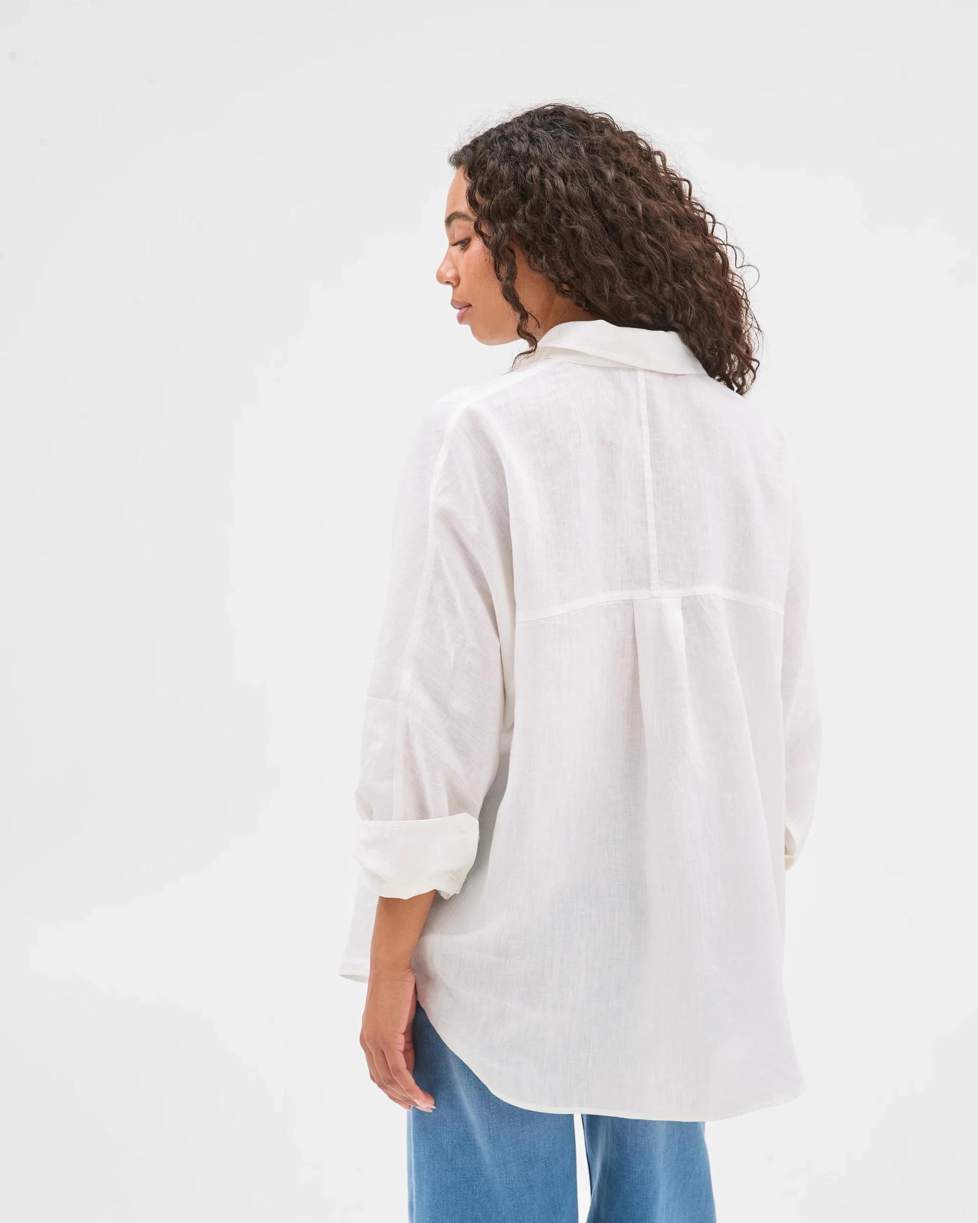 7 Target European Linen Long Sleeve Shirt WHITE, 7 of 7