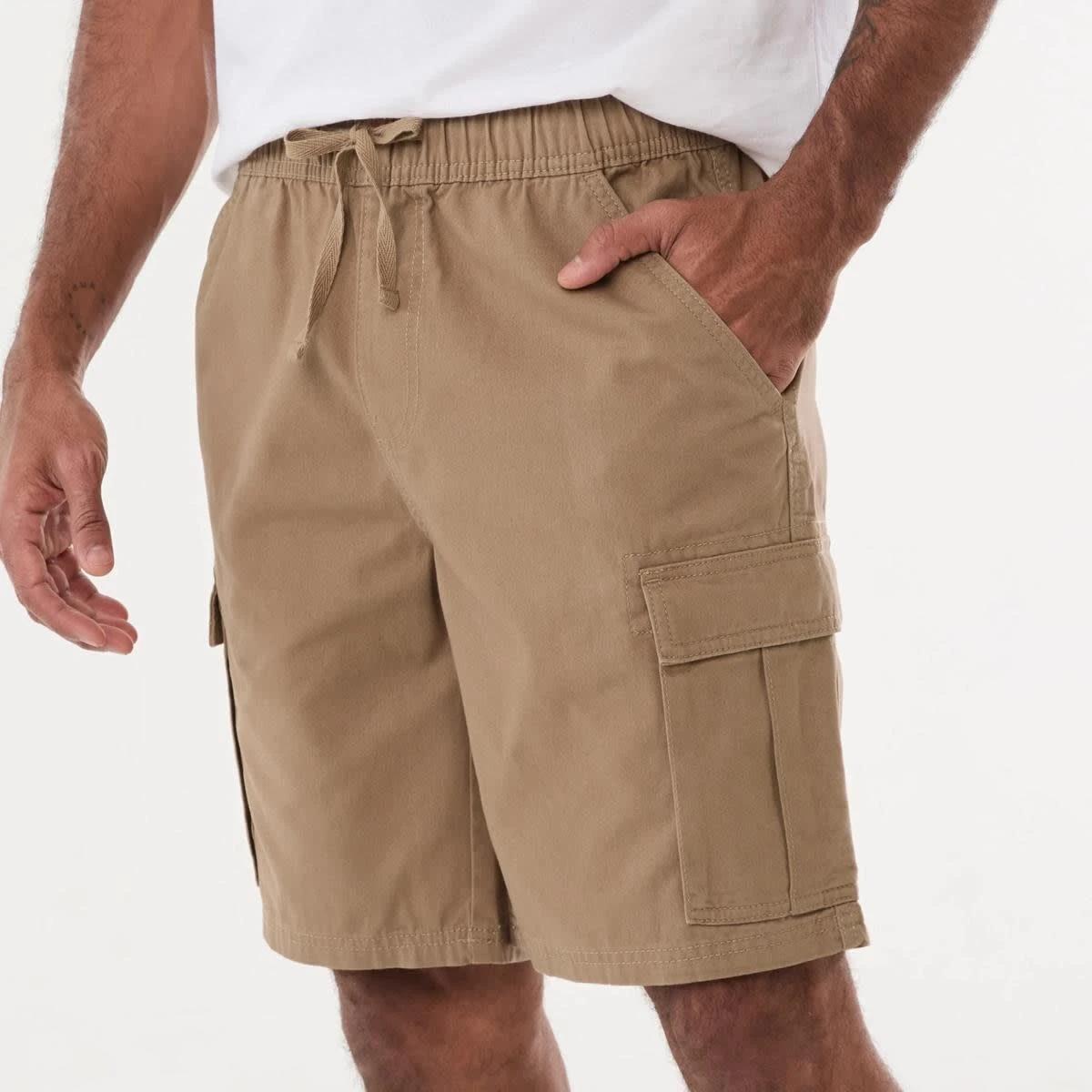 2 Elastic Waist Cargo Shorts TANNIN, 2 of 7