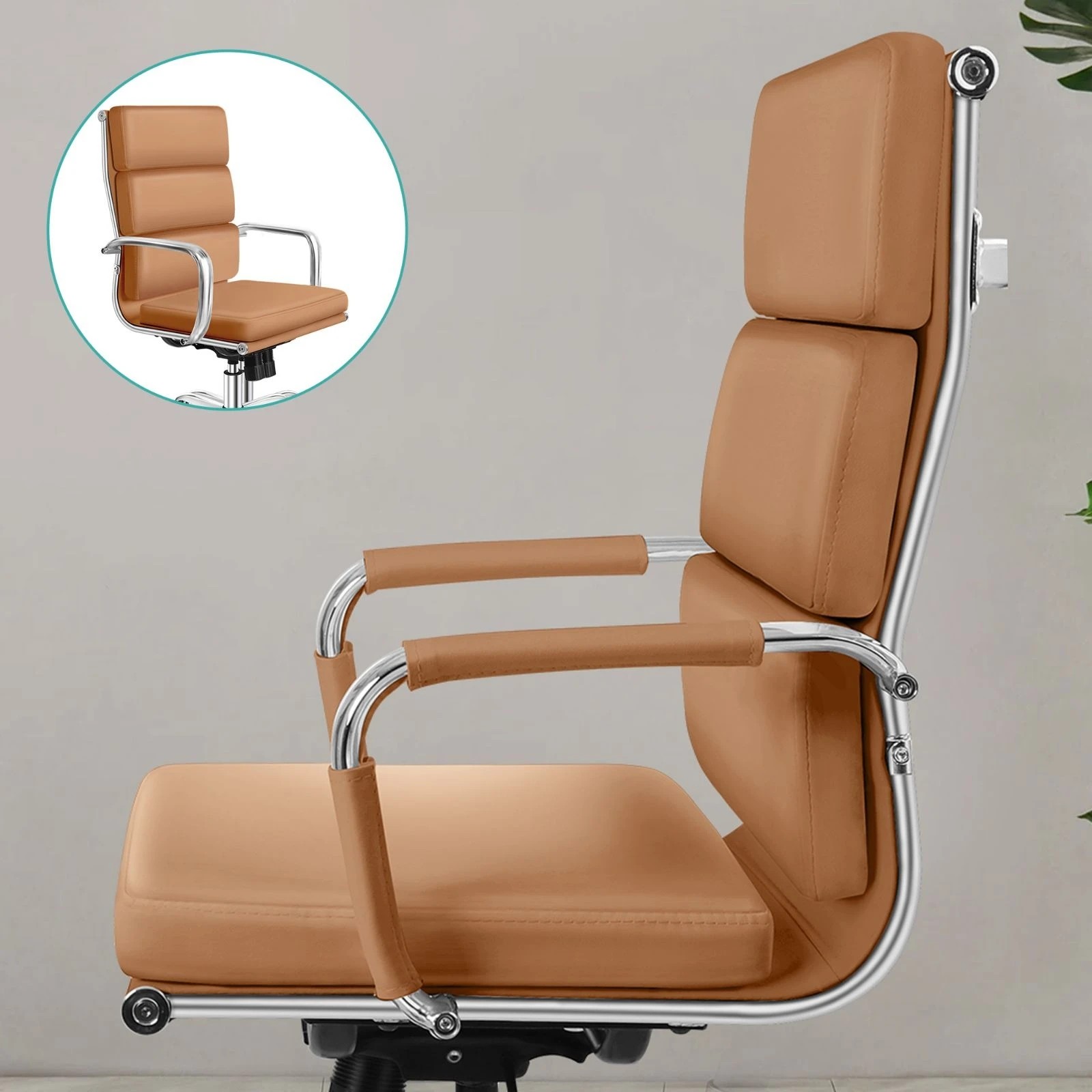 5 Alfordson Office Chair Ergonomic Paddings Computer Work Executive Seat High Back - Brown, 5 of 10