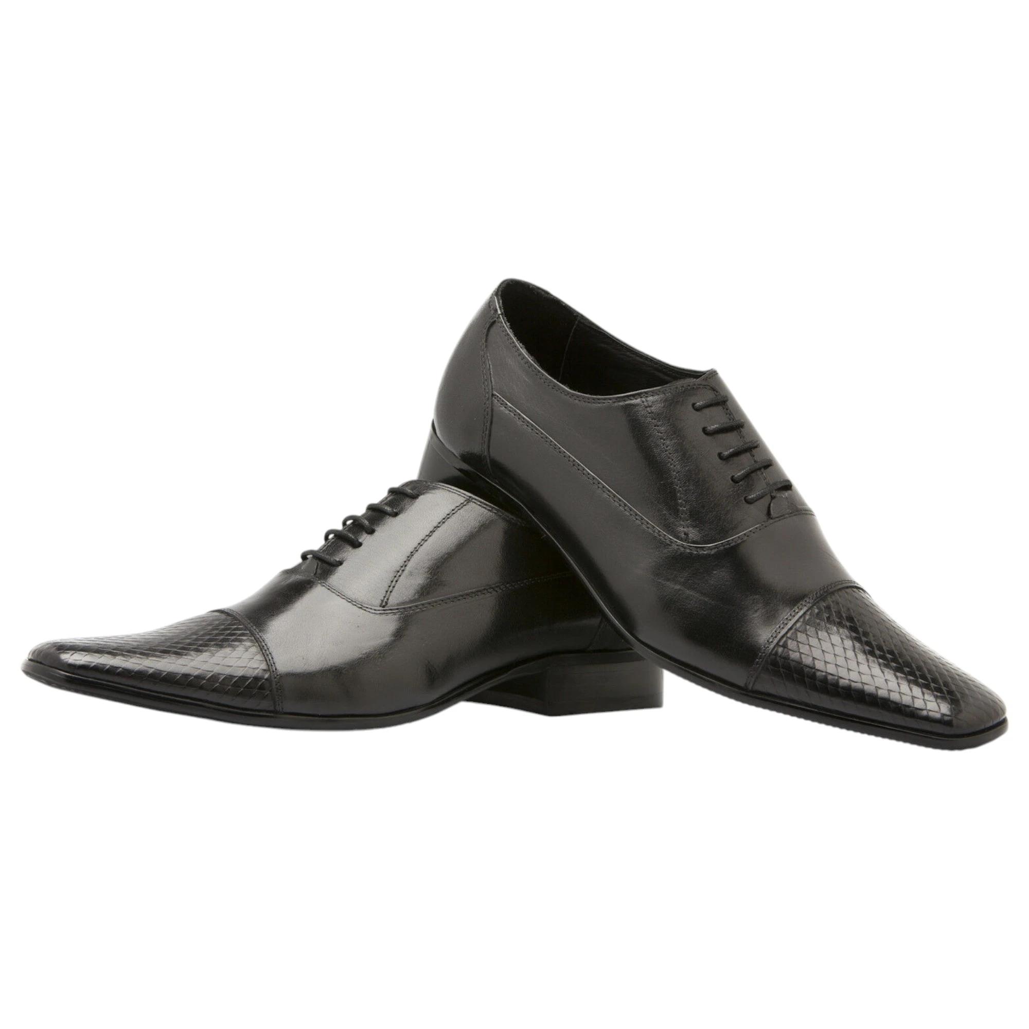 3 Zasel Mens Hayk Dress Leather Lace Up Wedding Formal Shoes BLACK, 3 of 3