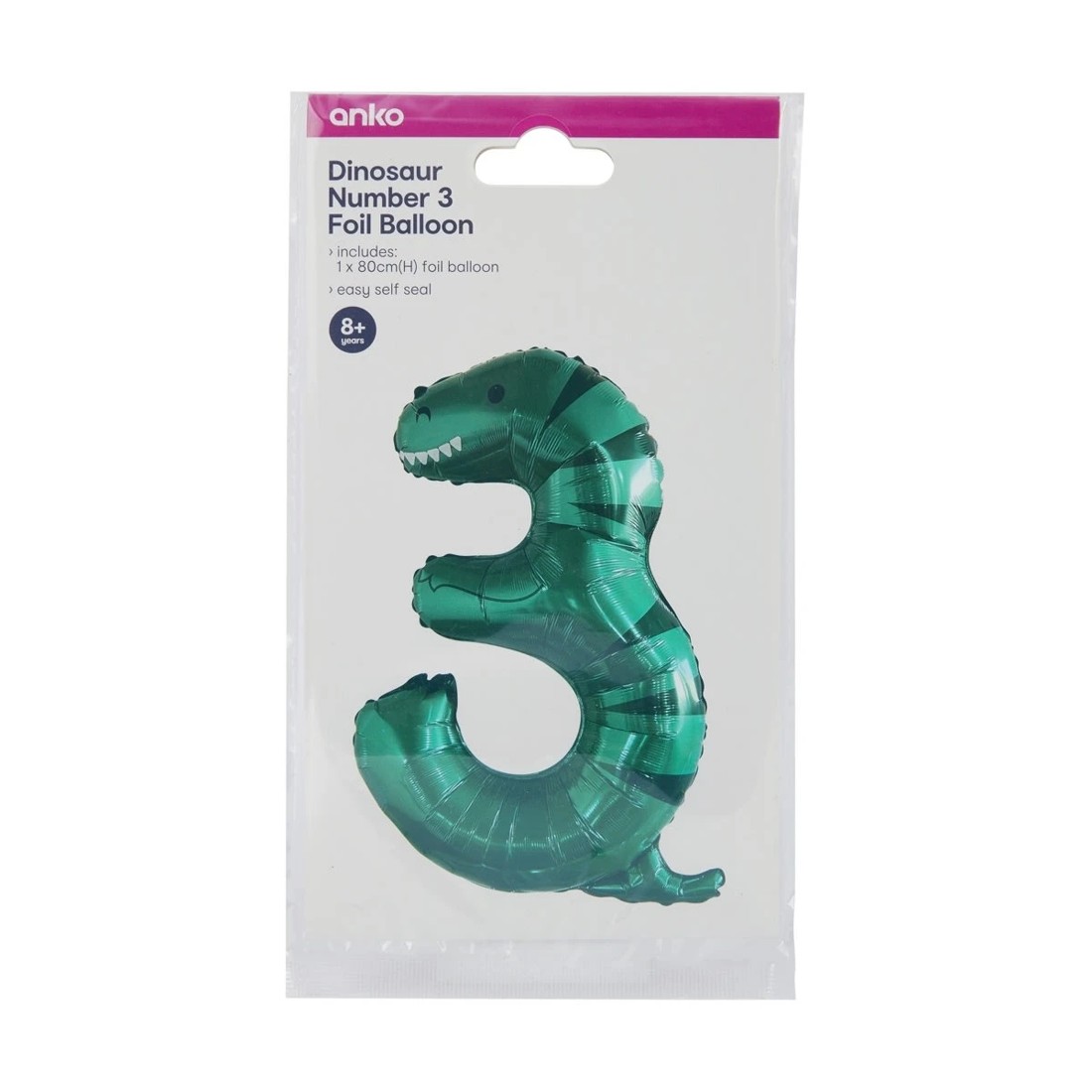 4 Dinosaur Number 3 Foil Balloon, 4 of 4