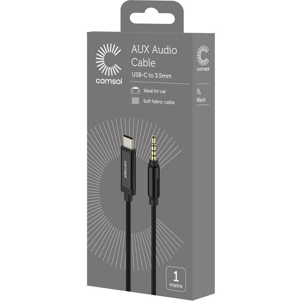 3 Comsol USB-C to 3.5mm Audio Cable 1m Black, 3 of 3