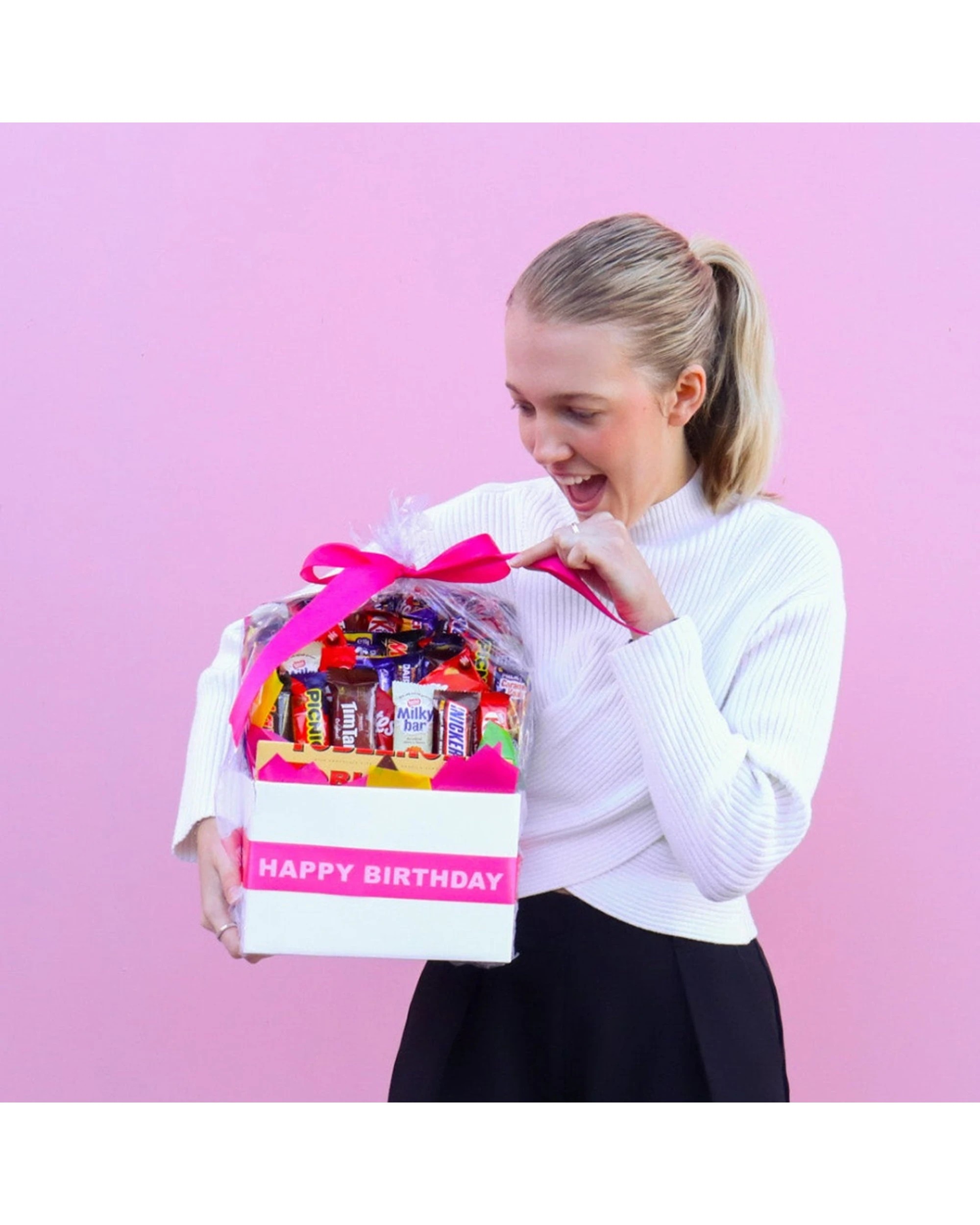5 Gift Basket Large Happy Birthday Chocolate Bouquet Present Hot - Pink, 5 of 7