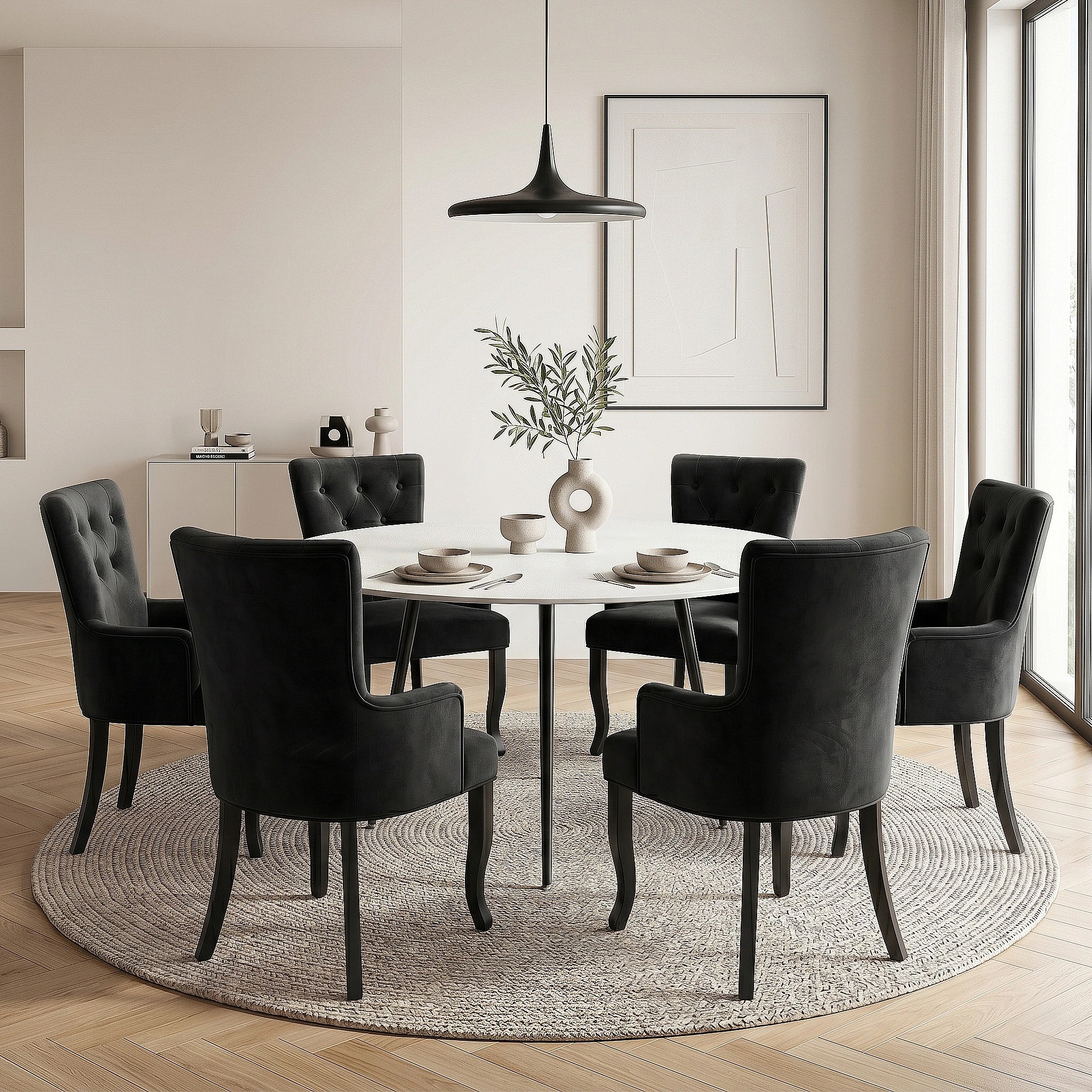 5 Artiss Dining Chairs Velvet French Provincial Armchair - Black, 5 of 8