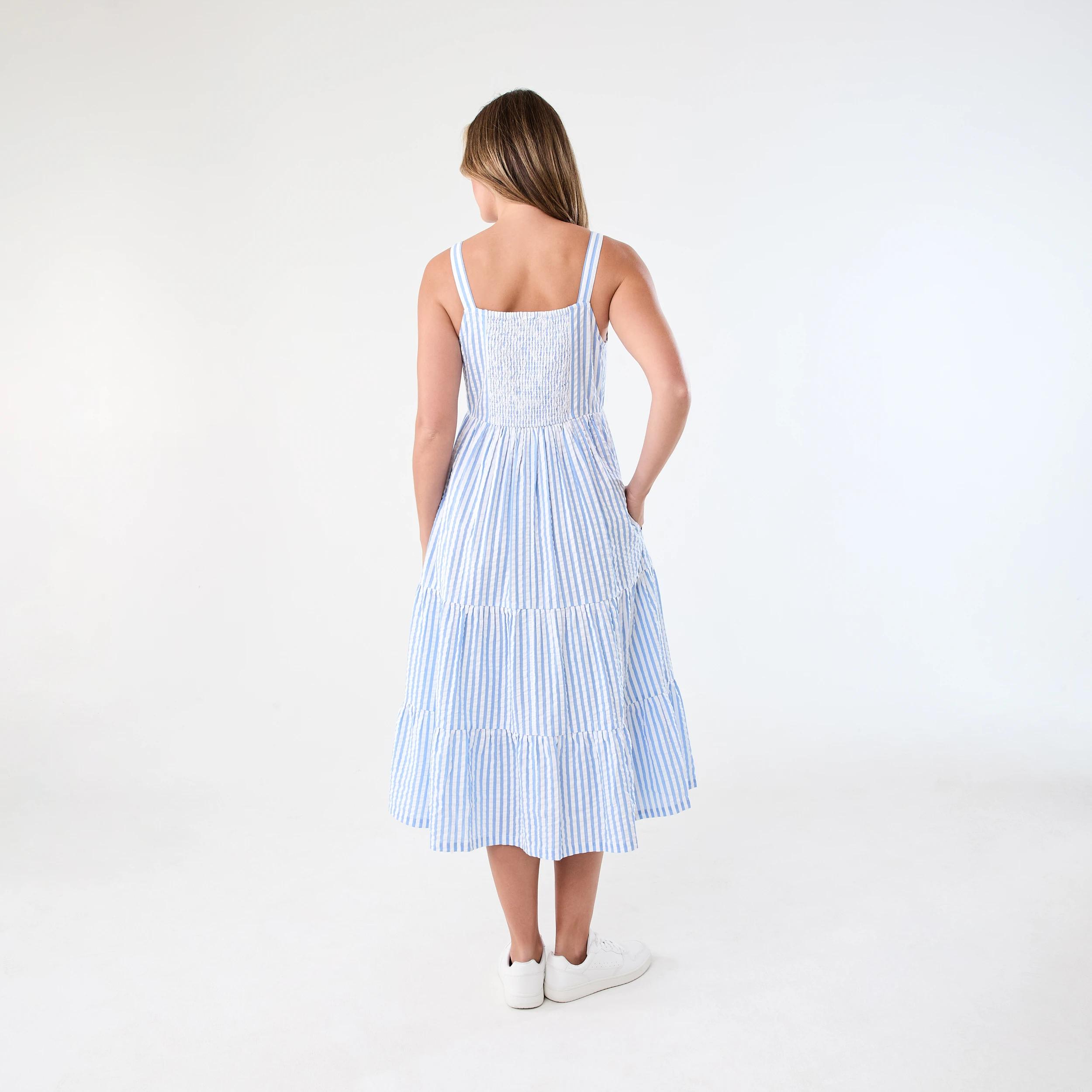 3 Maternity Sleeveless Dress Blu Stripe, 3 of 7