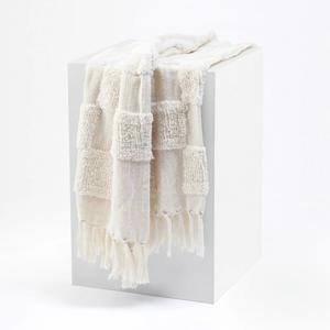 Tufted Check Throw - White