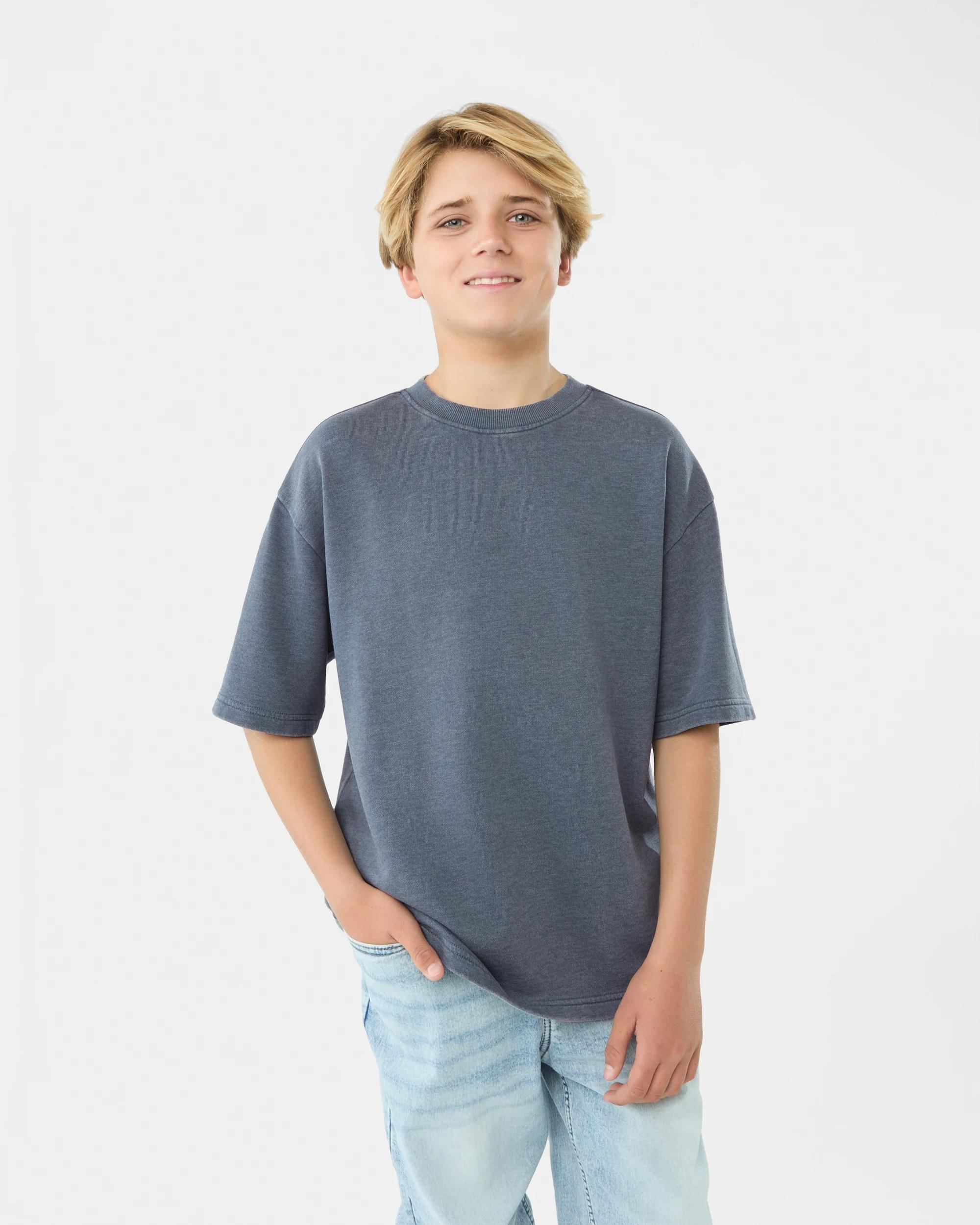 1 Short Sleeve Oversized Heavyweight T-shirt Greyblu, 1 of 5