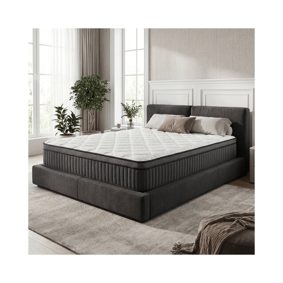 8 Advwin 32CM Double Size Hybrid Mattress Medium Firm Feel Pocket Springs - White, 8 of 10