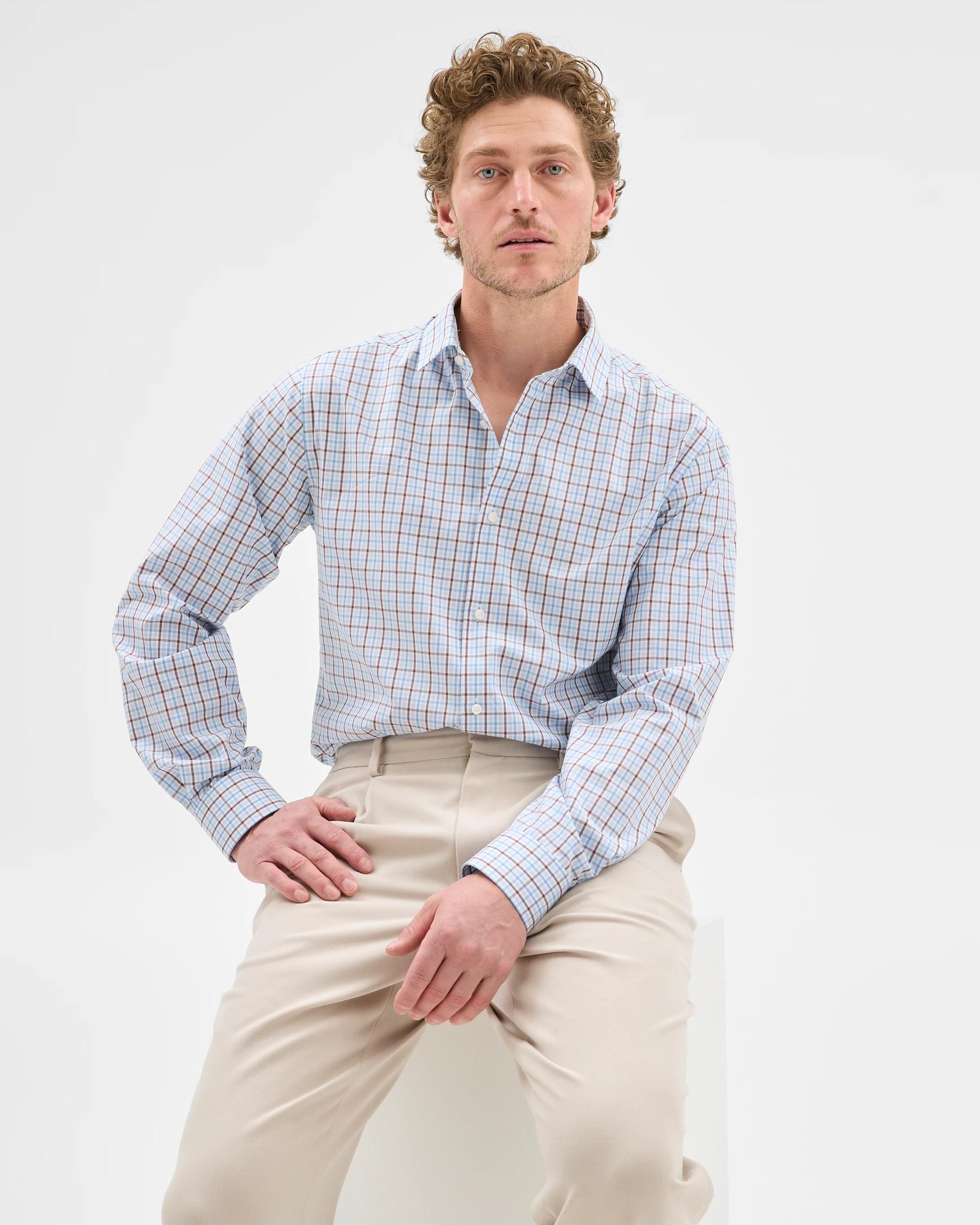 2 Australian Cotton Long Sleeve Shirt - Preview BLUE TATTERSAL, 2 of 7