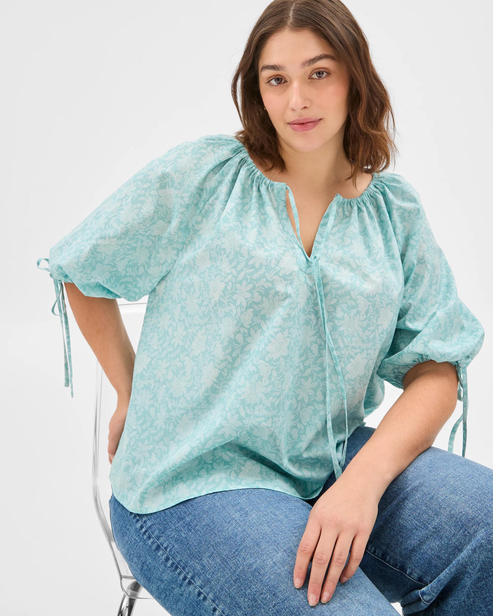 6 Target Plus Size Australian Cotton Puff Sleeve Blouse JACOBEAN FLORAL, 6 of 6