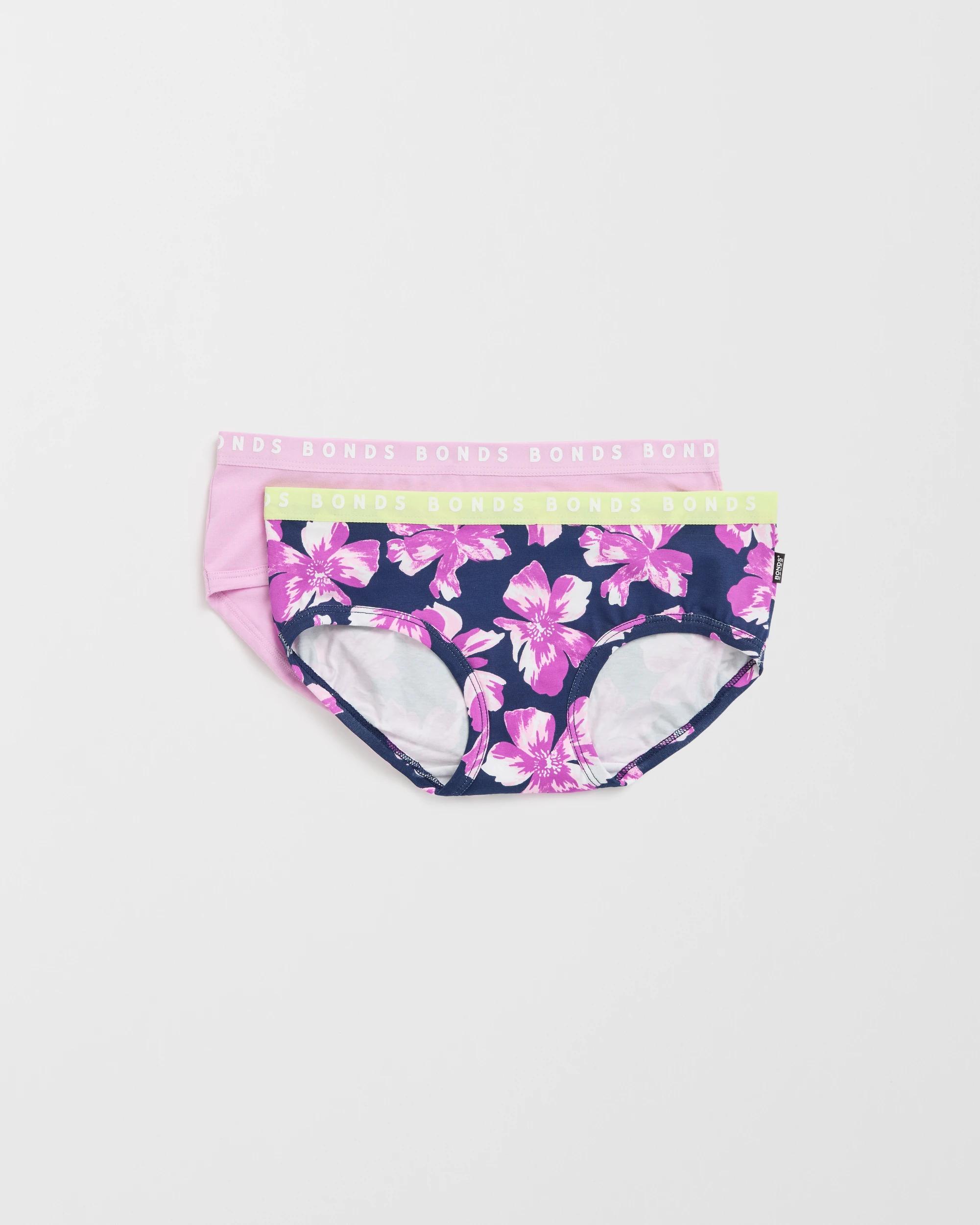 1 Bonds 2 Pack Hipster Boyleg Briefs HIBISCUS SURF/LILAC WINE, 1 of 4