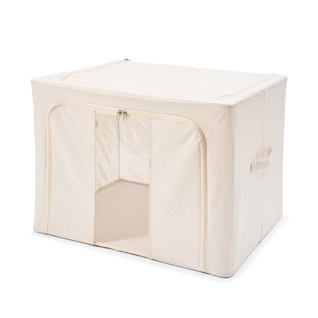 4 Linen Look Collapsible Box with Window - Extra Large, Beige, 4 of 10