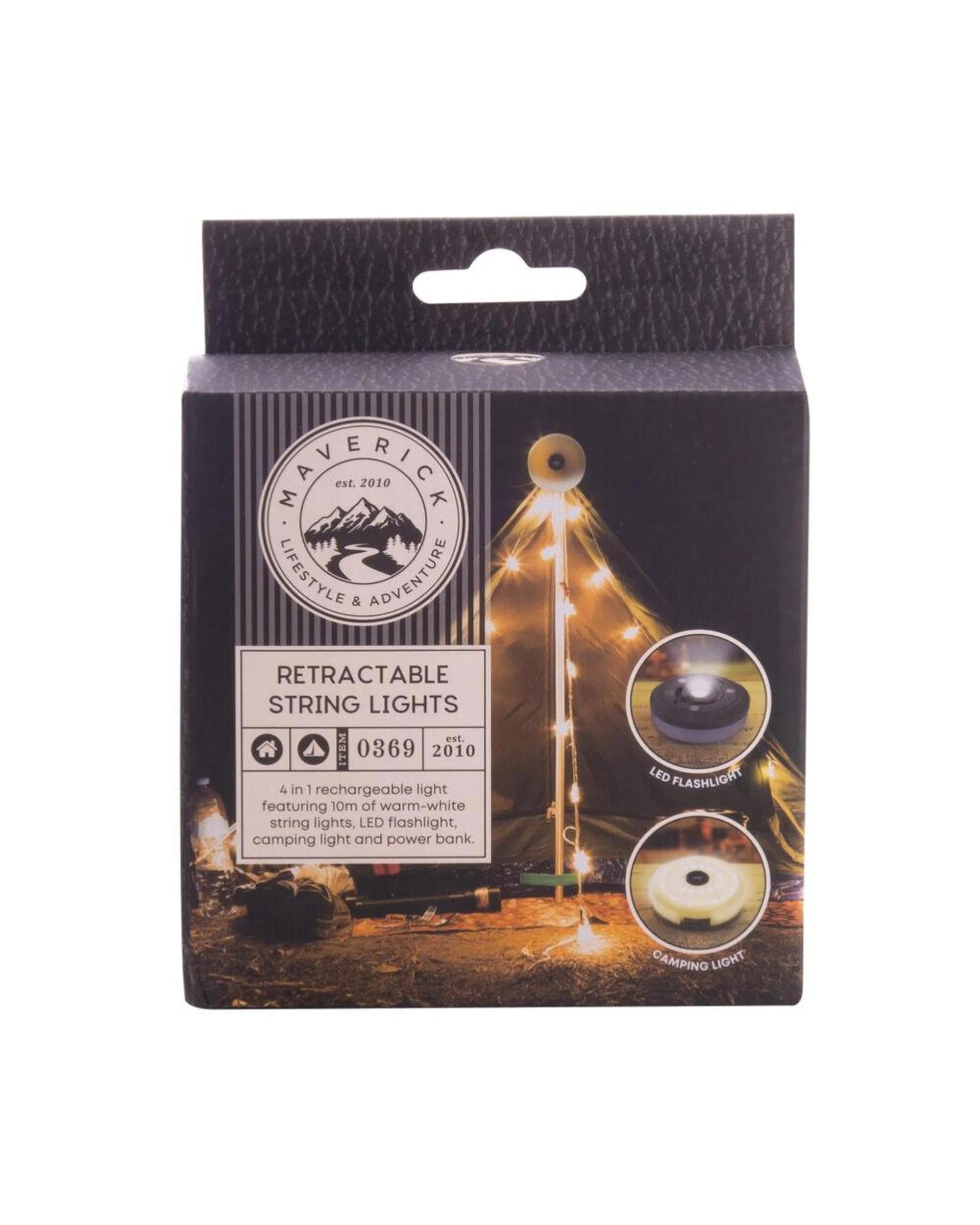 1 Maverick Retractable LED String Lights 10m  USBC Rechargeable, 1 of 9