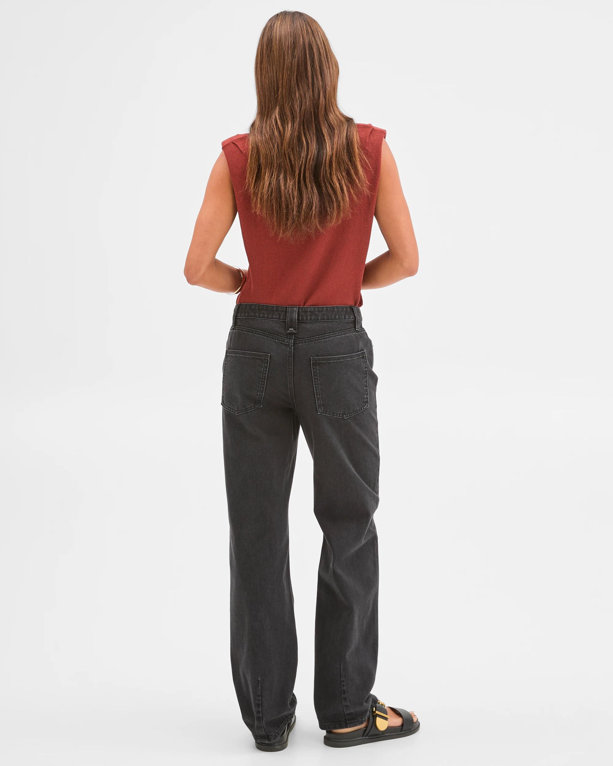 6 Lily Loves Denim Mid Rise Straight Leg Jeans WORN BLACK, 6 of 7