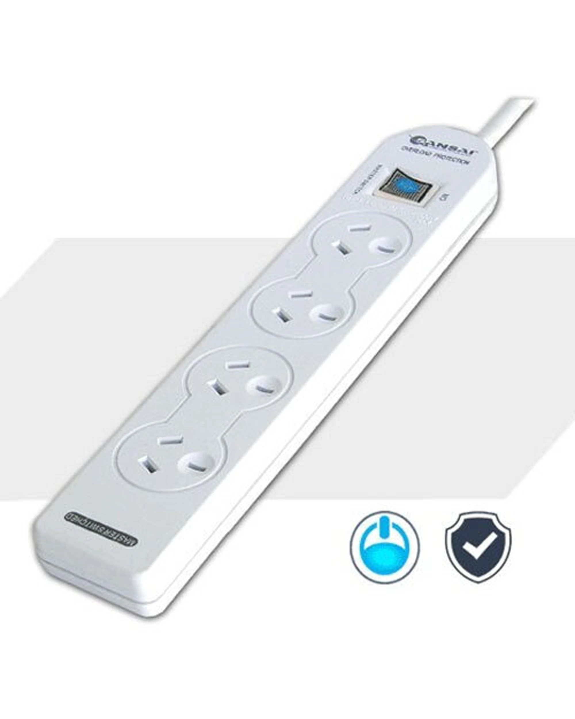 2 Sansai 4 Way Powerboard Sockets Splitter Overload Protection Switch 1m Cord 10A - Plain, 2 of 2