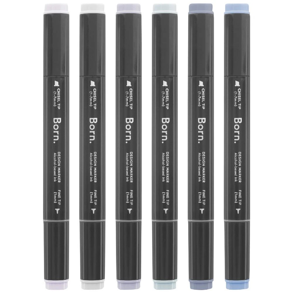 2 Born Professional Dual-Tip Artist Markers Greys 6 Pack, 2 of 4