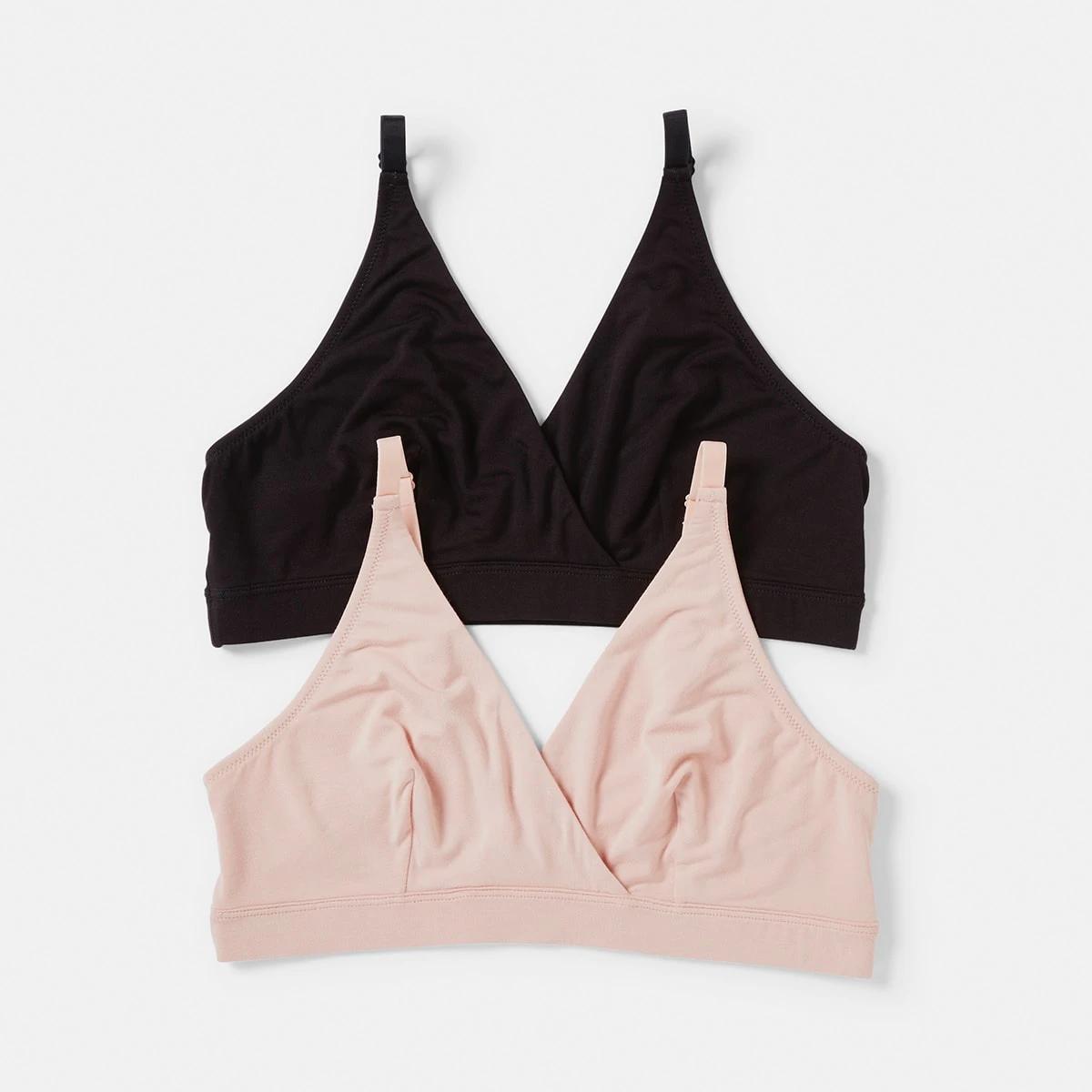 1 2 Pack Maternity Wirefree Crossover Crop Top OYSTER PINK, BLACK, 1 of 4