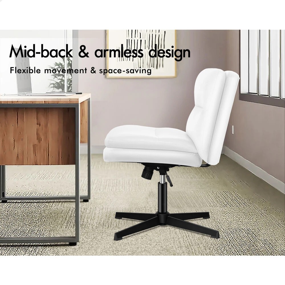 8 Alfordson Office Chair Computer Executive Seat Work Ottoman PU Leather - White, 8 of 10