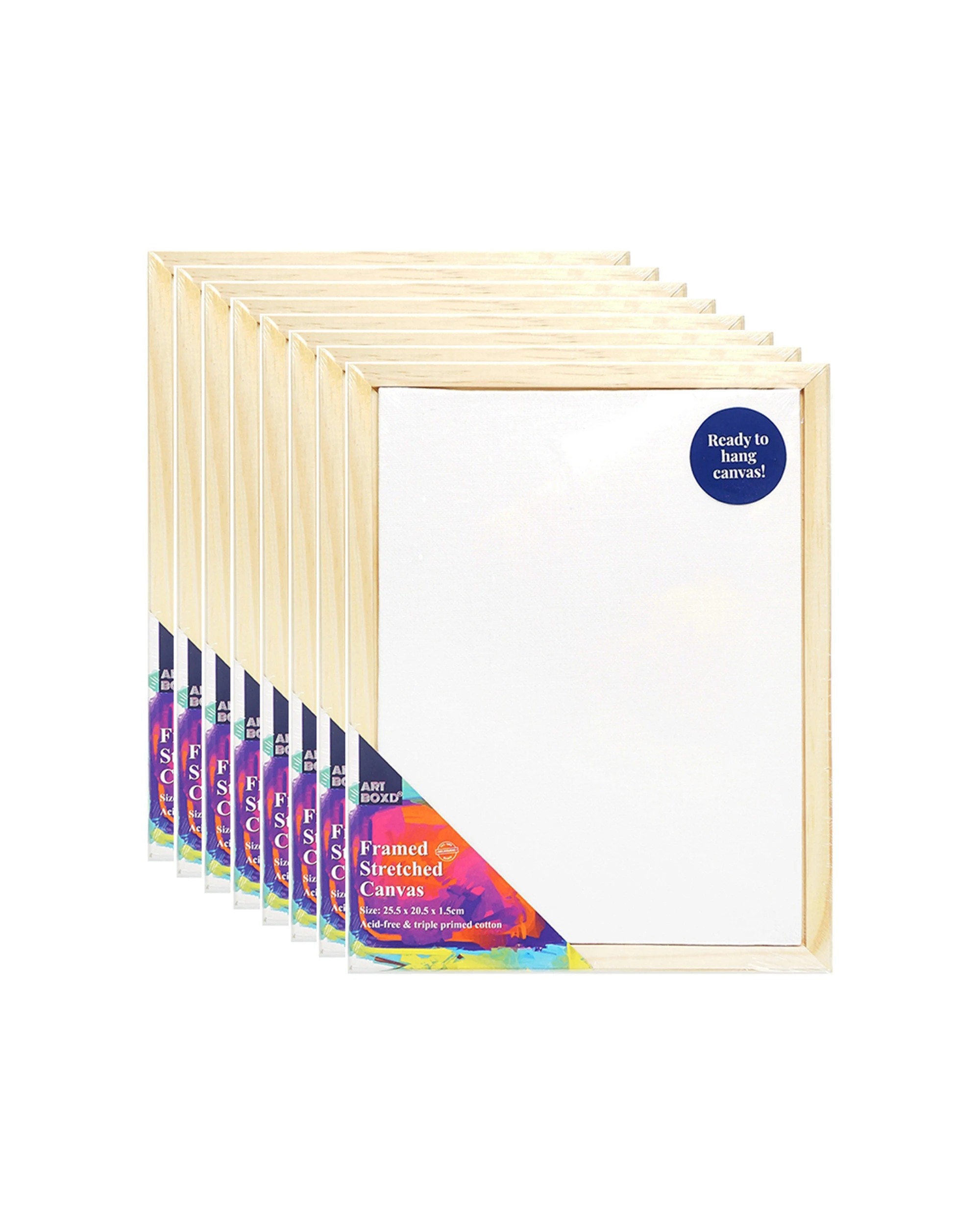 1 Art Boxd 8PK 25.5cm Stretched Arts & Craft Canvas 280gsm With Wooden Frame Medium - Natural, 1 of 1