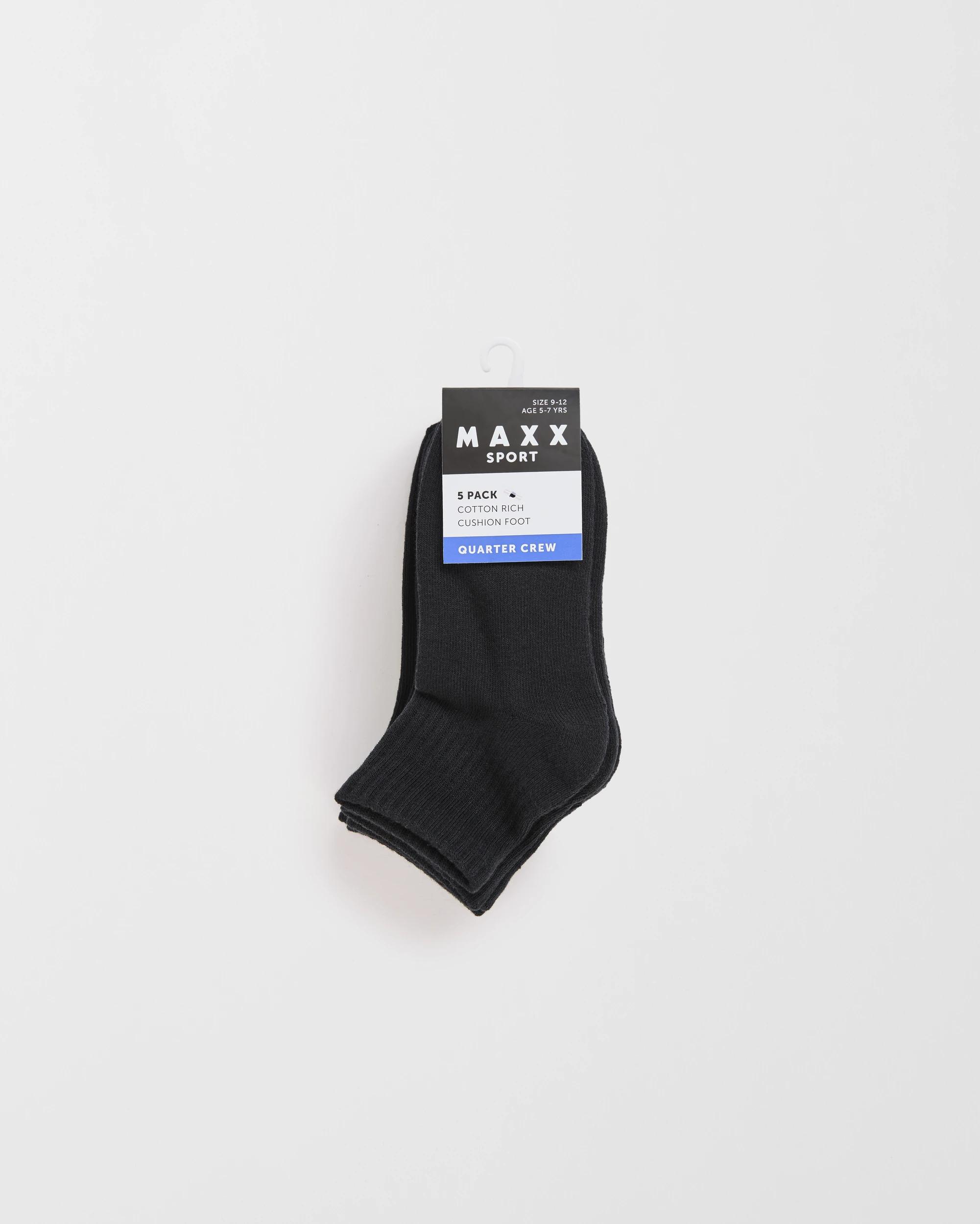 3 Maxx 5 Pack Core Sports Quarter Crew Socks BLACK, 3 of 3