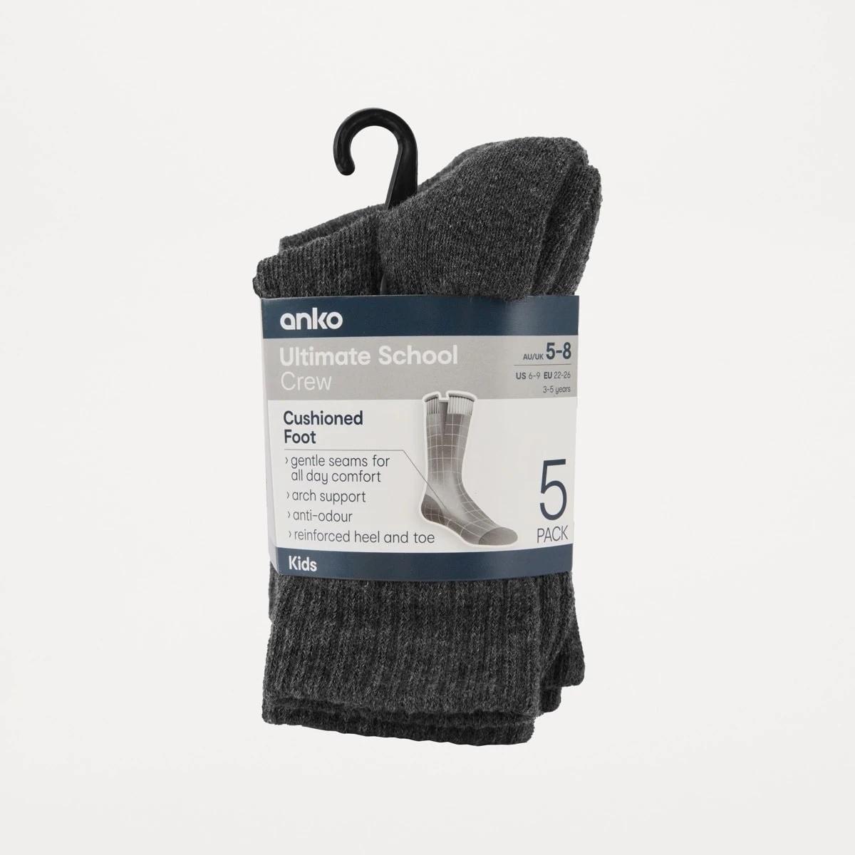 3 5 Pack Ultimate School Crew Socks CHARCOAL MARLE, 3 of 3