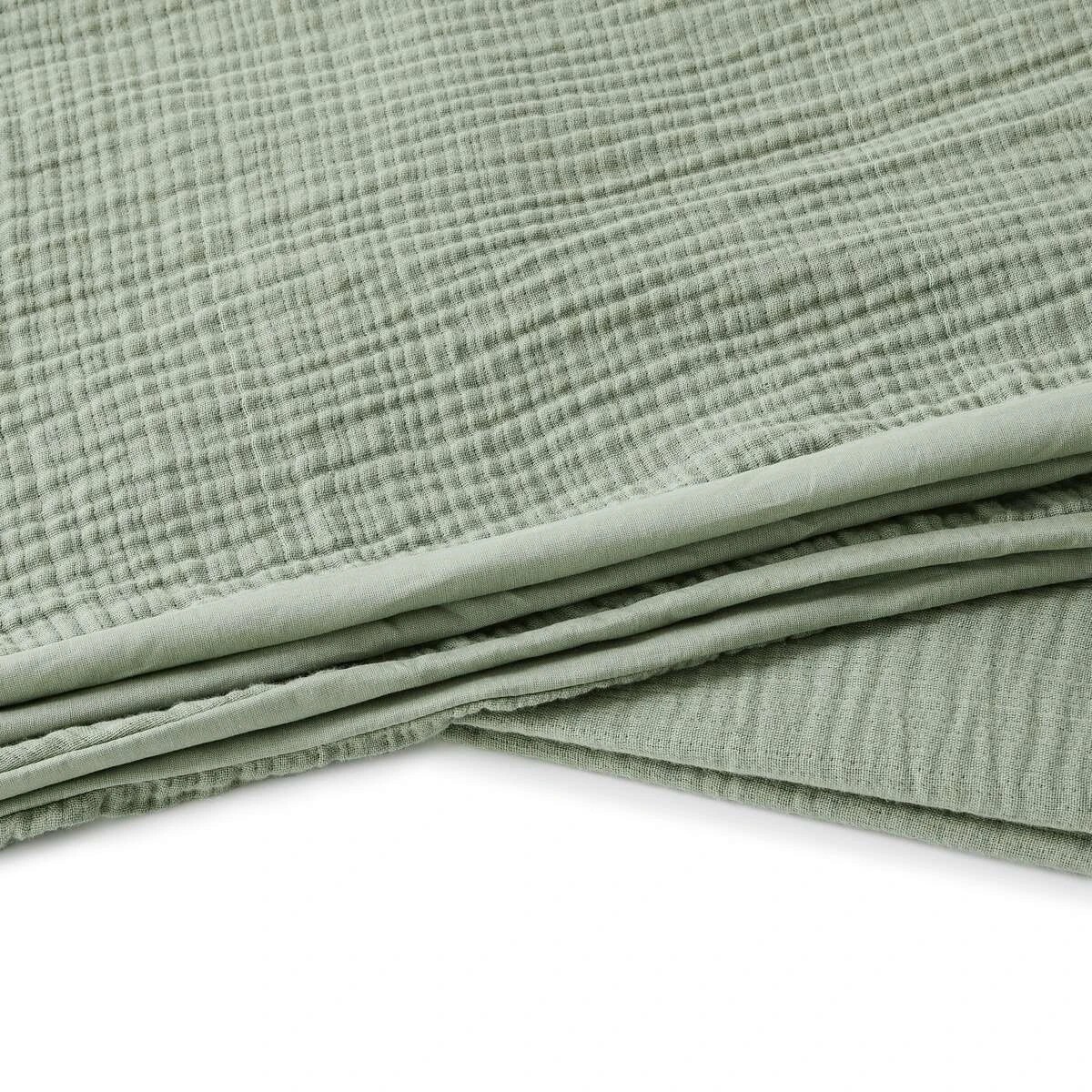 4 Muslin Cotton Quilt Cover Set - Super King Bed, Seagrass, 4 of 6