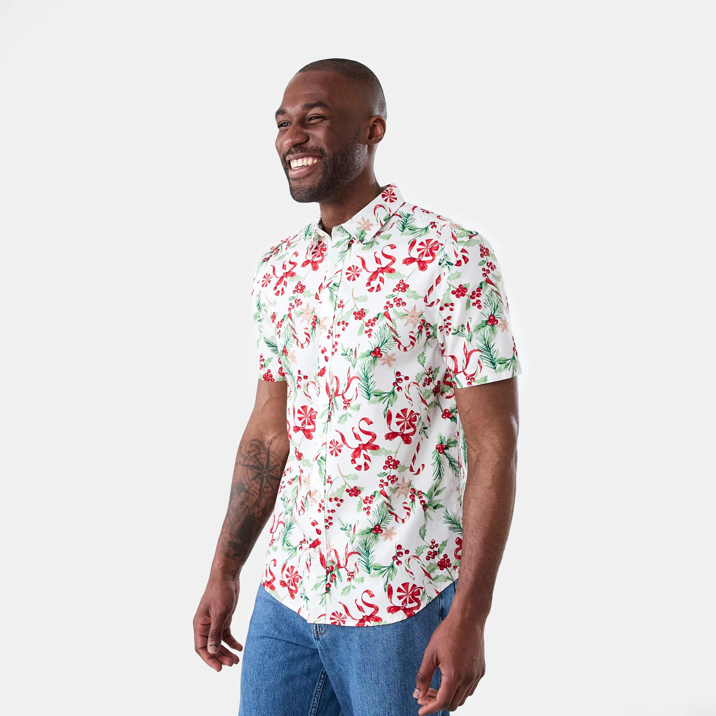 3 Short Sleeve Christmas Print Shirt Candy Cane, 3 of 7