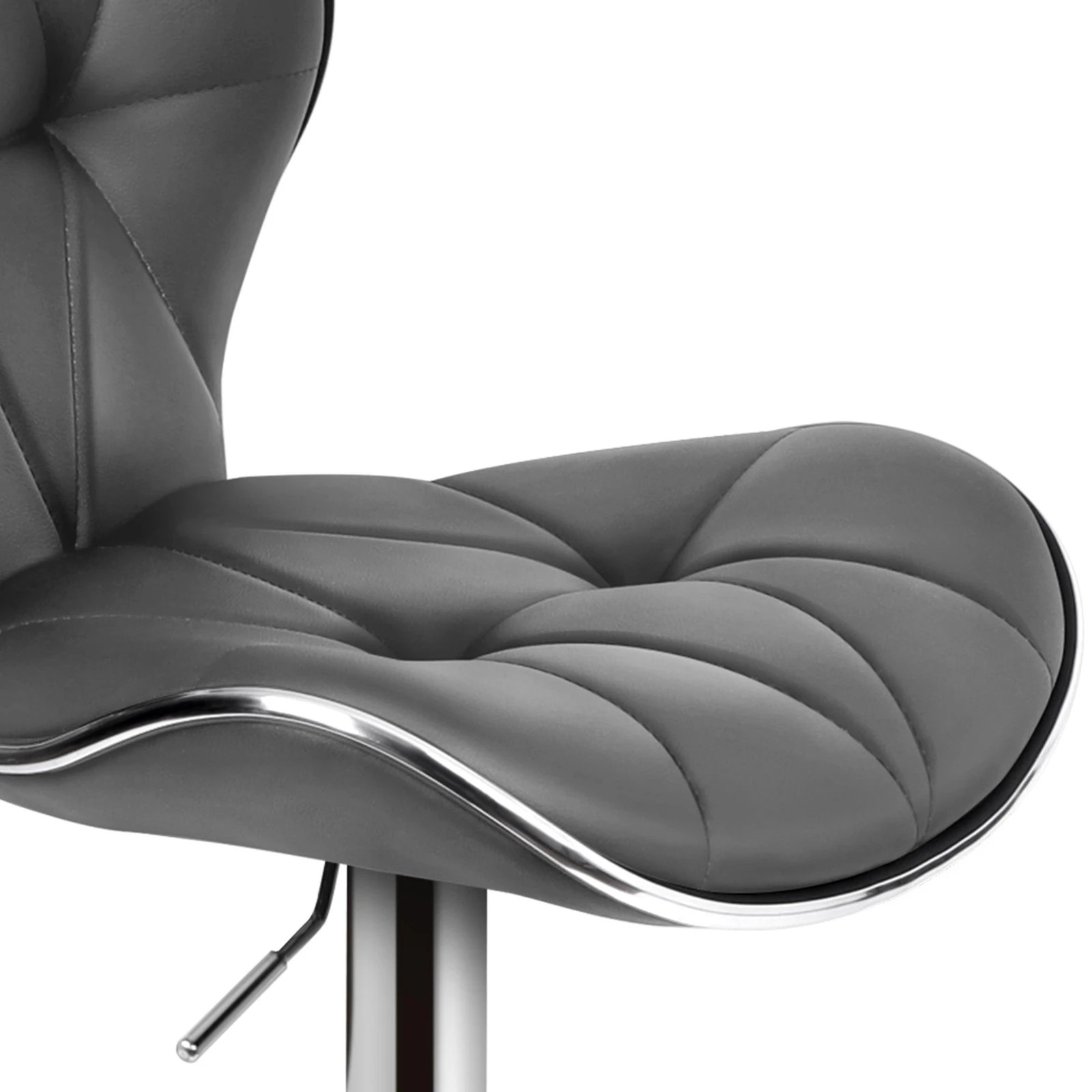 5 Alfordson 2x Bar Stools Luna Kitchen Swivel Chair Leather Gas Lift - Grey, 5 of 8