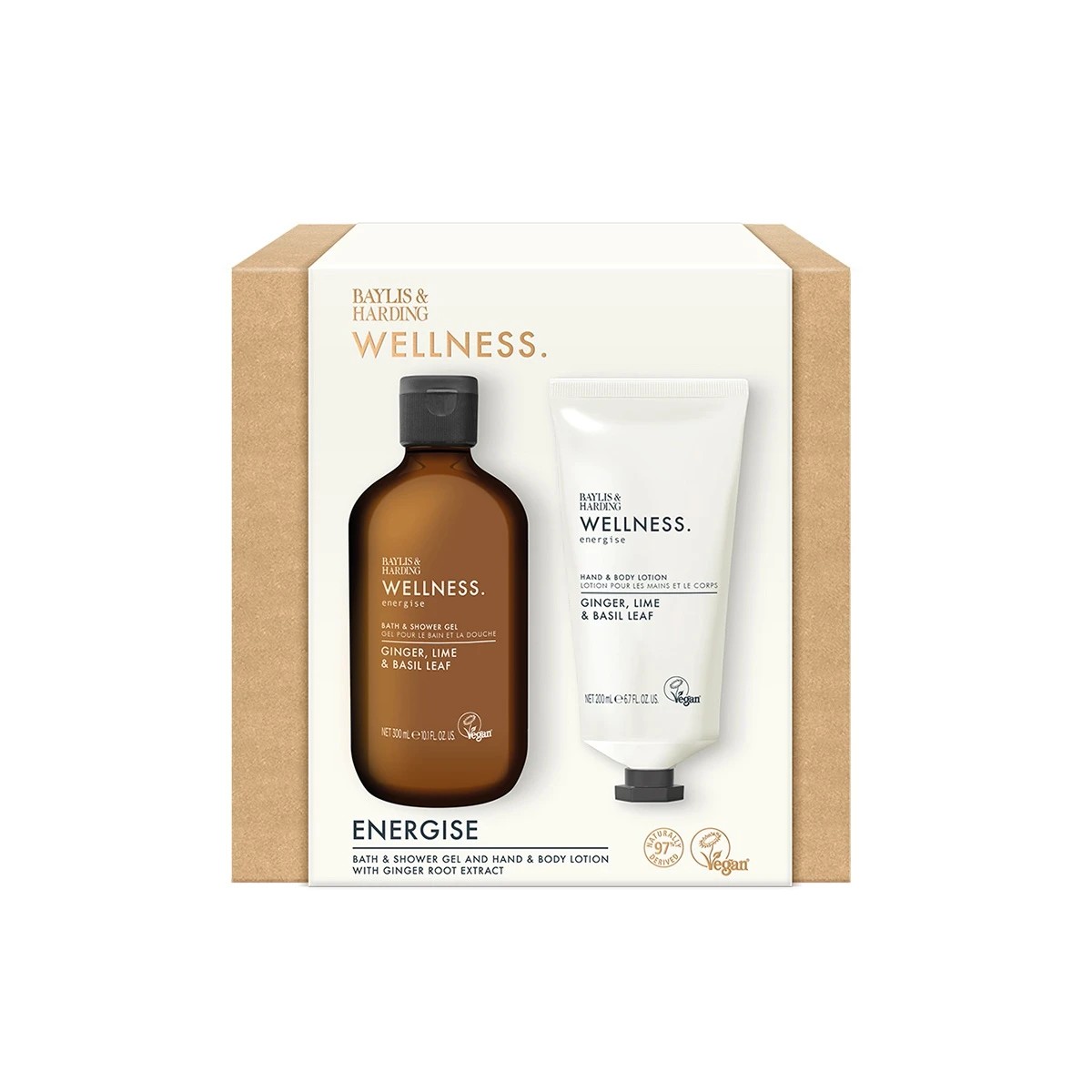 1 Baylis & Harding 2 Pack Wellness and Energise Luxury Body Care Gift Set - Ginger Root Extract, Lime and Basil Leaf, 1 of 3