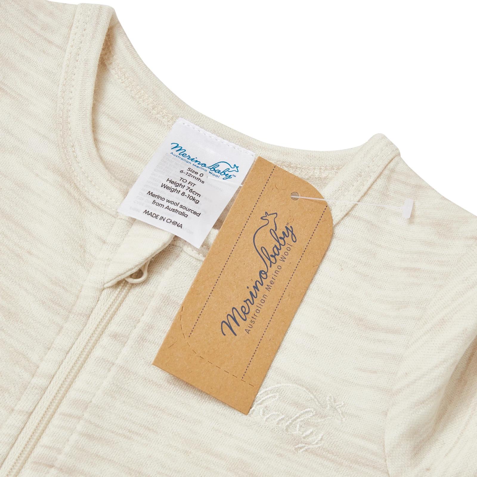 3 Merino Baby Australian Merino Wool Merino Coverall-Cream Marle CREAM MARLE, 3 of 6